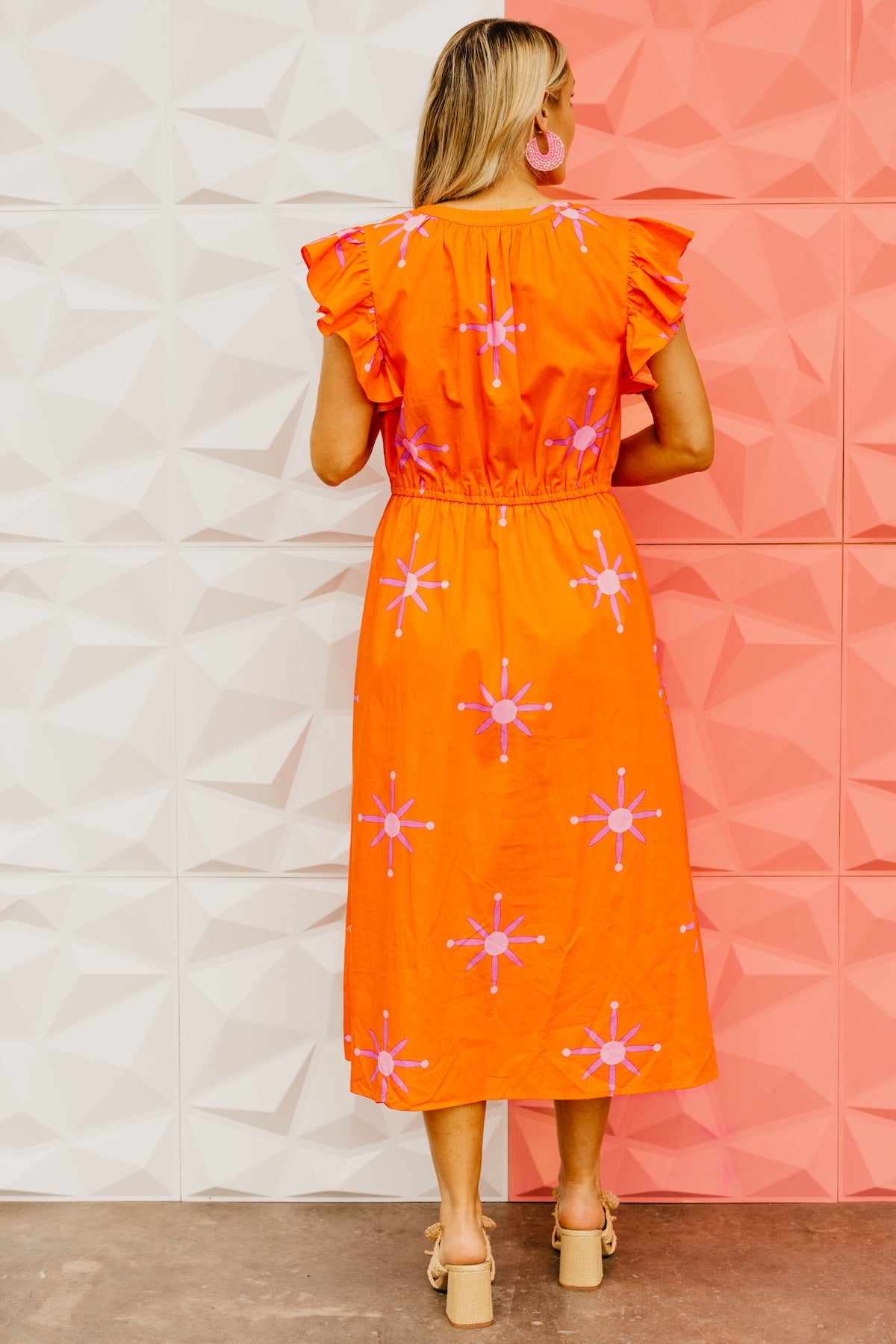 The Karani Ruffle Sleeve Midi Dress