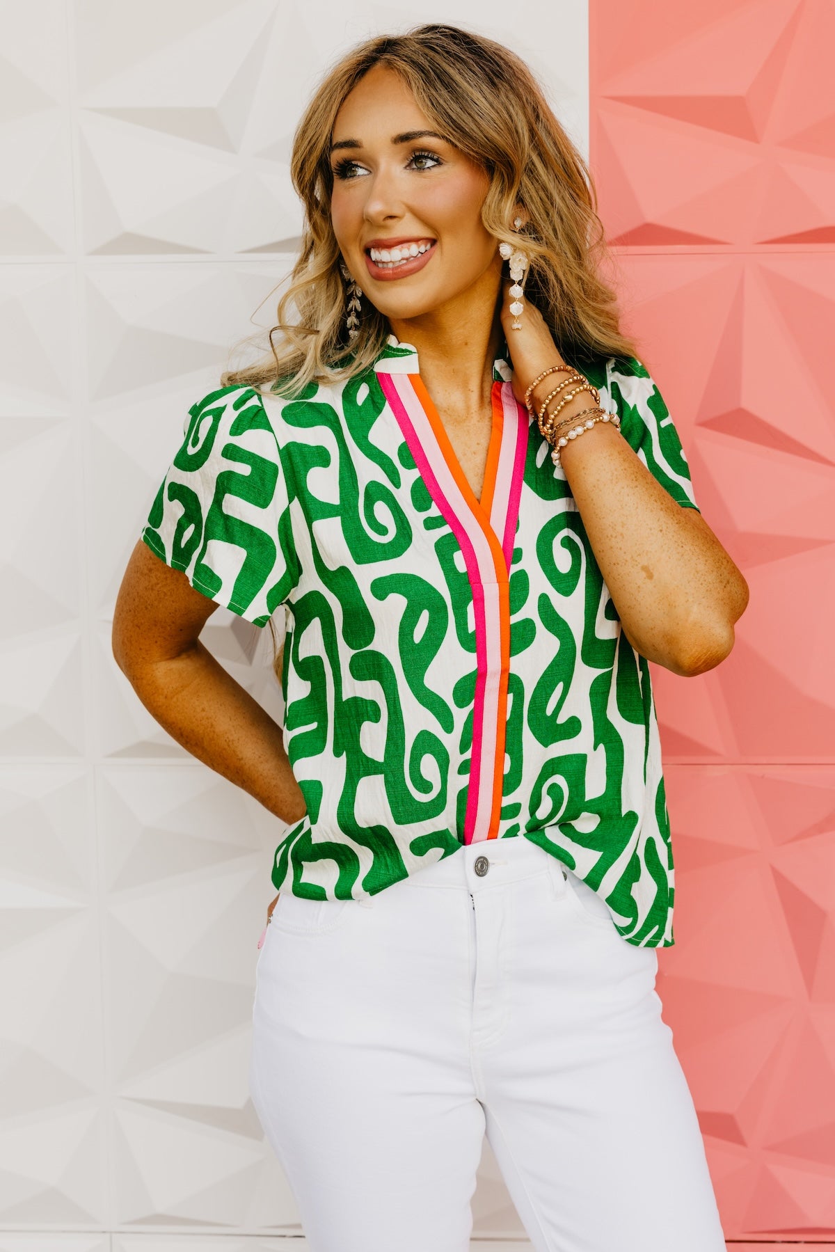 The Lenny Abstract Contrast Top