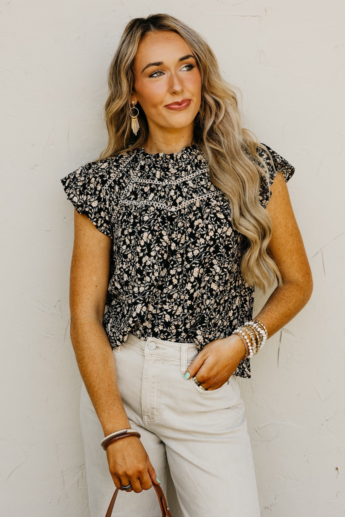 The Renae Floral Lace Yoke Top