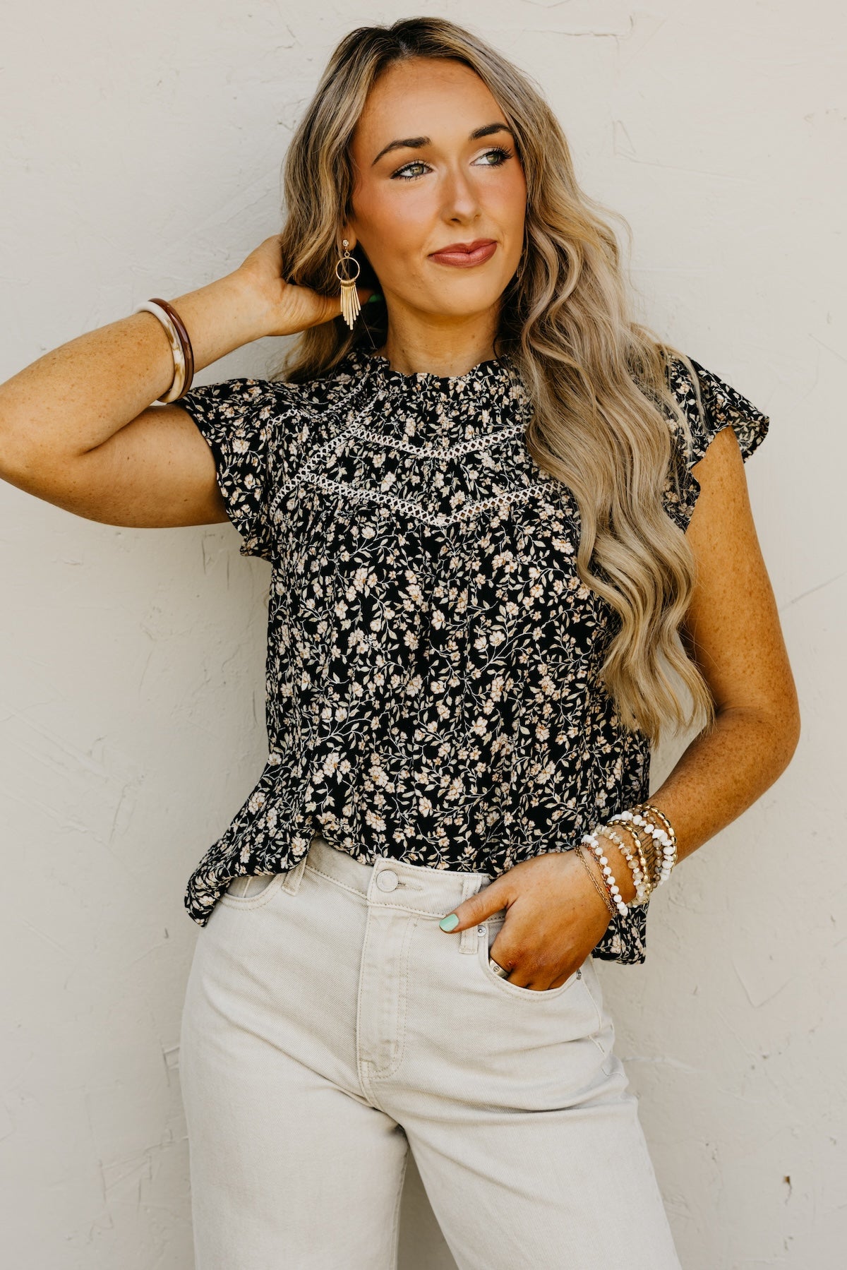 The Renae Floral Lace Yoke Top