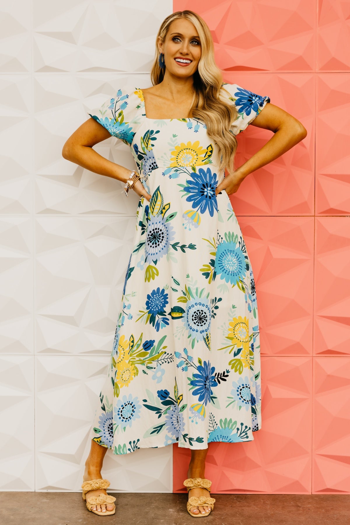 The Madeline Floral Puff Sleeve Midi Dress