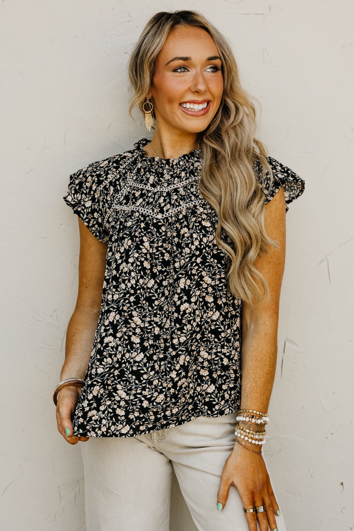 The Renae Floral Lace Yoke Top