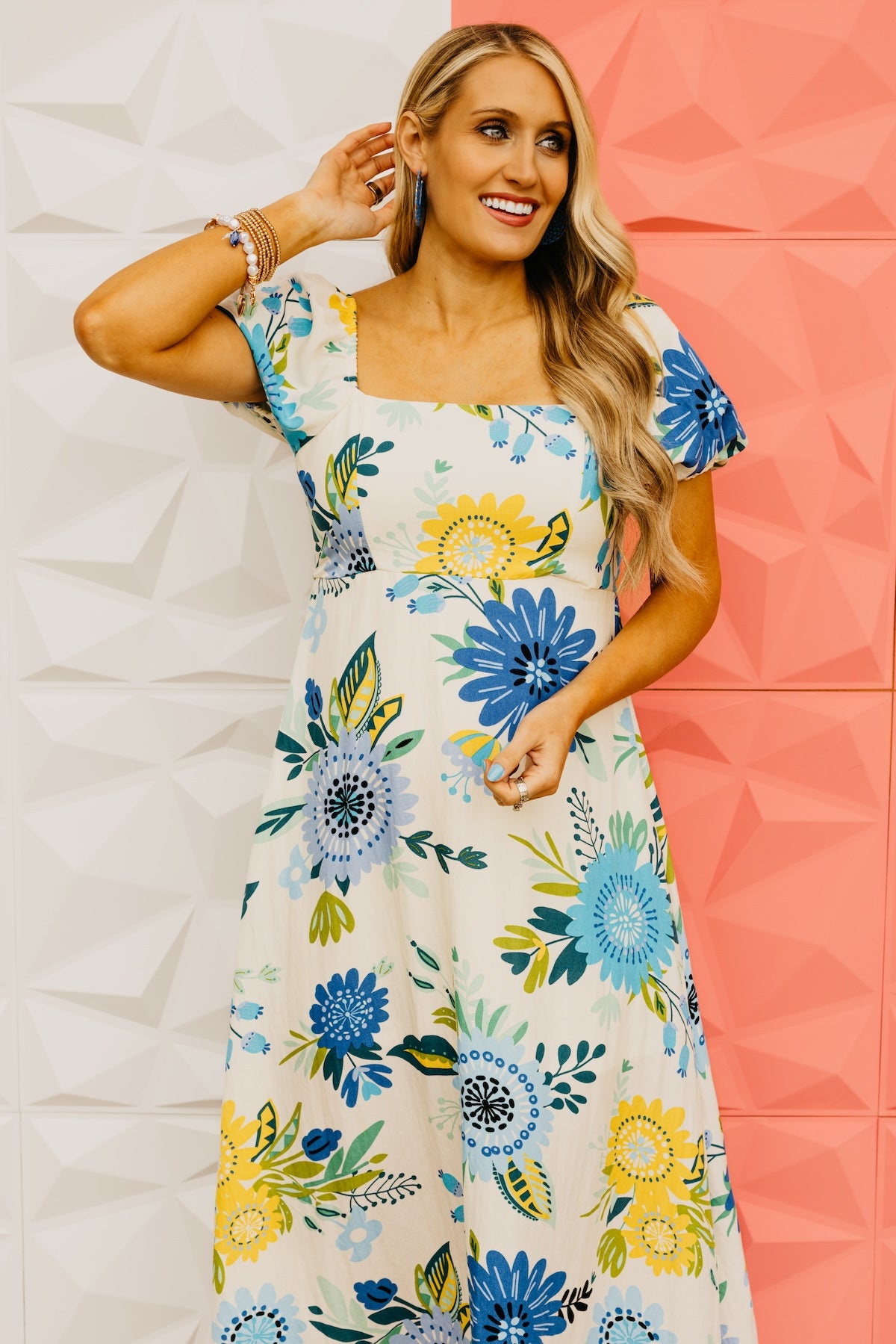 The Madeline Floral Puff Sleeve Midi Dress