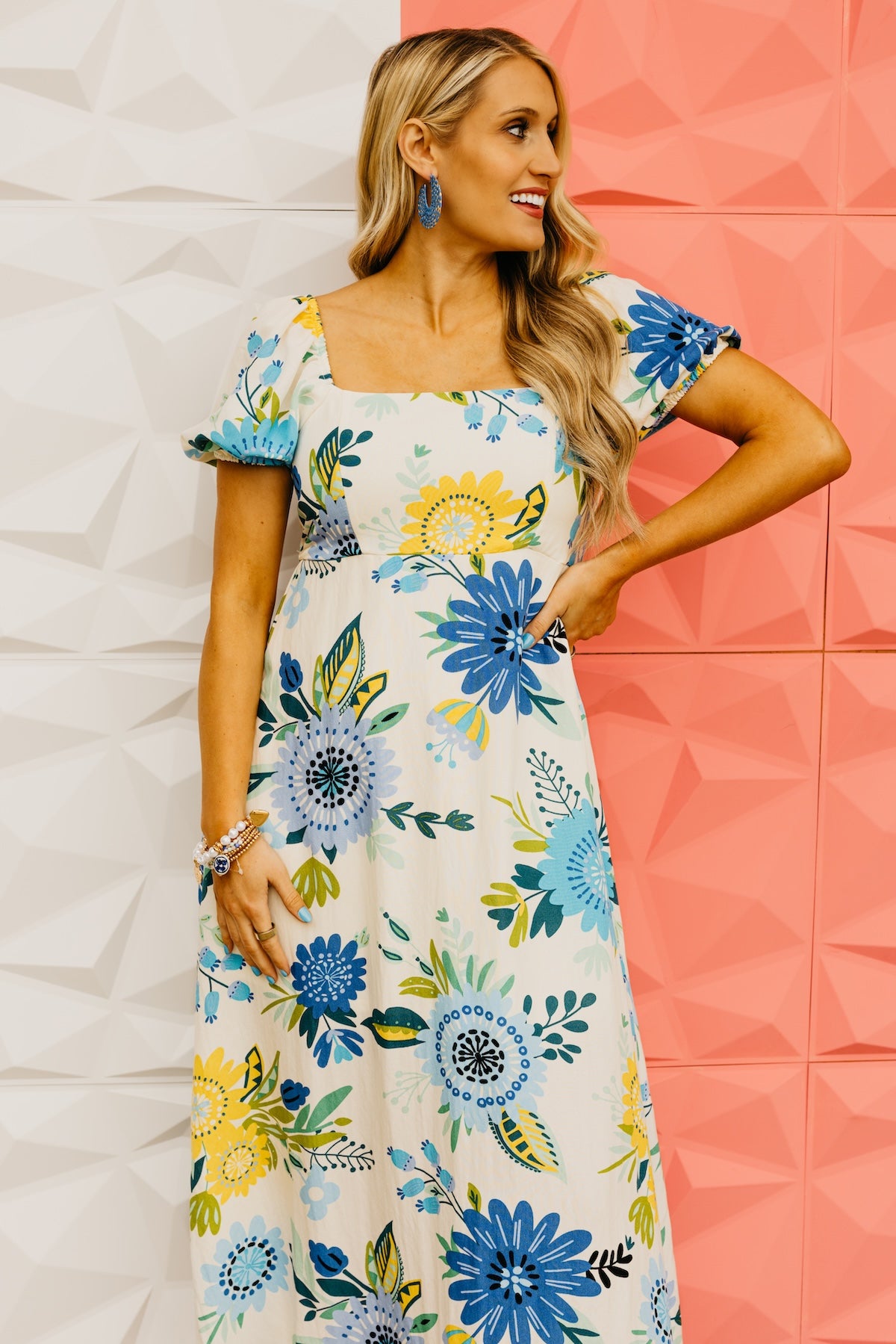 The Madeline Floral Puff Sleeve Midi Dress