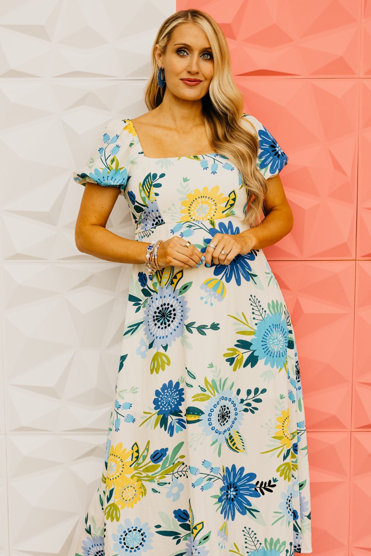 The Madeline Floral Puff Sleeve Midi Dress