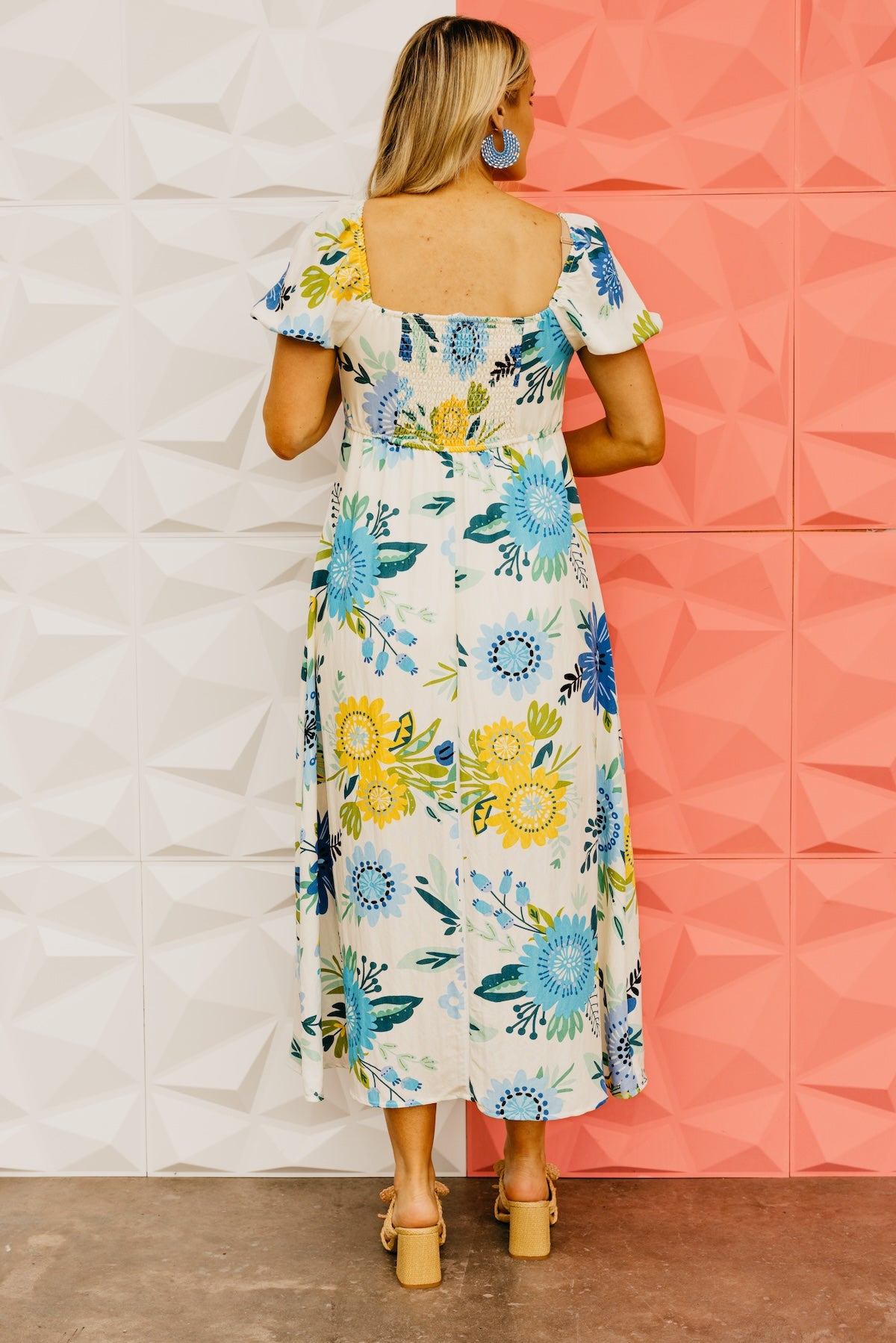 The Madeline Floral Puff Sleeve Midi Dress