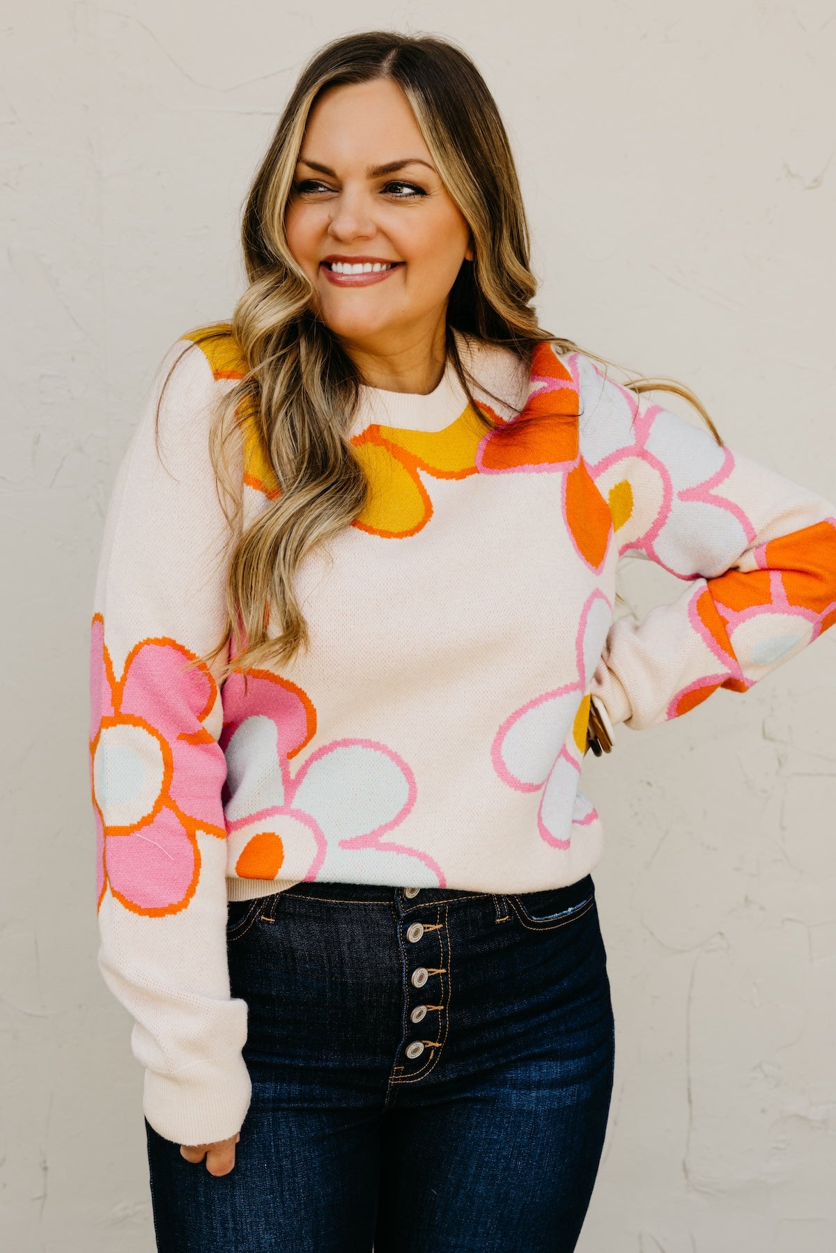 The Cassandra Retro FloralSweater
