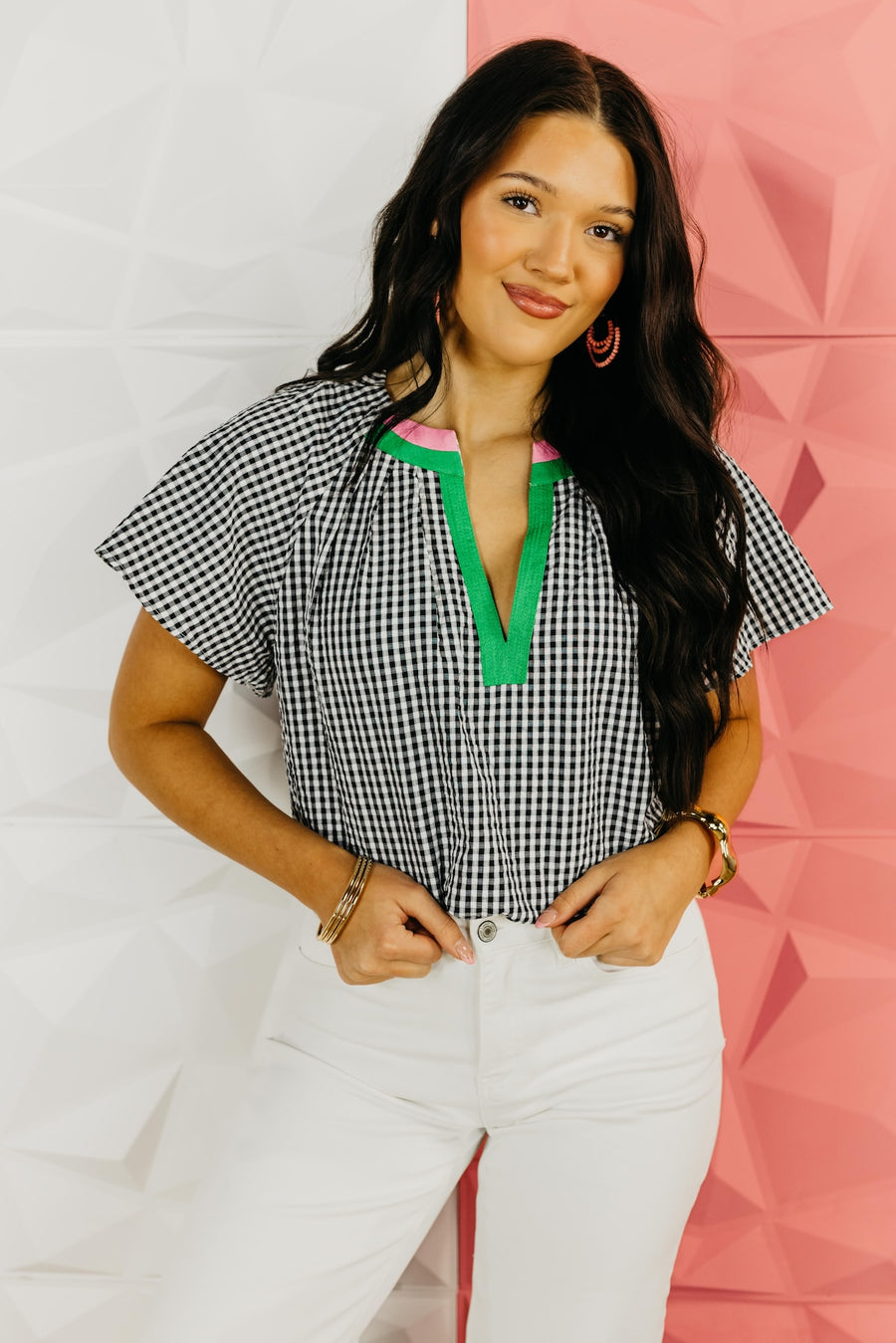 The Sage Gingham Woven Blouse