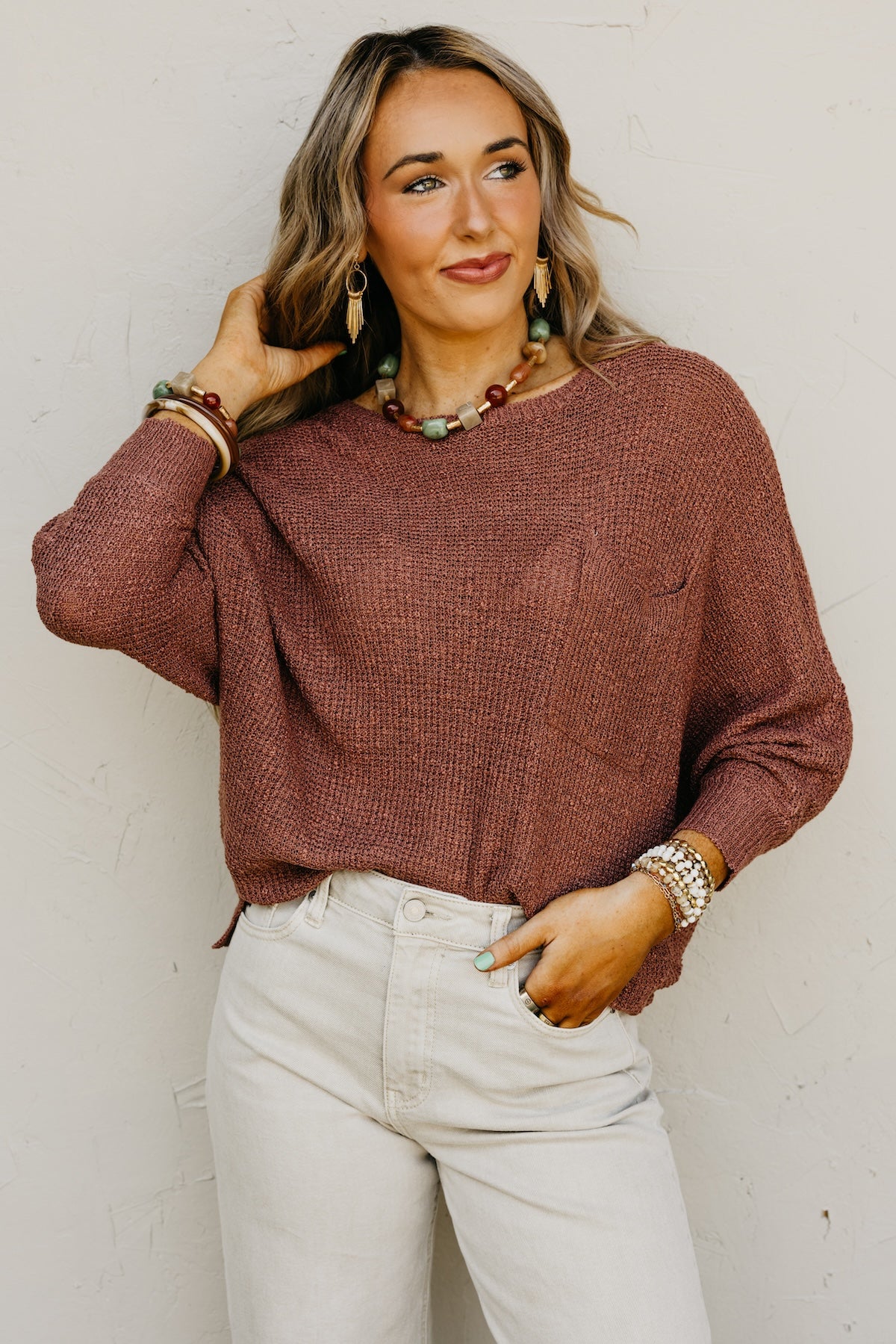 The Norma Dolman Sleeve Pocket Sweater
