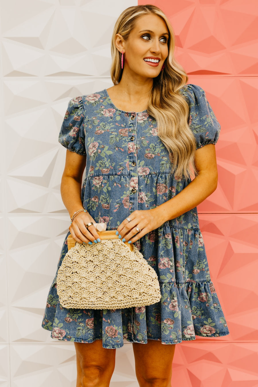 The Yaretzi Puff Sleeve Button Down Mini Denim Dress