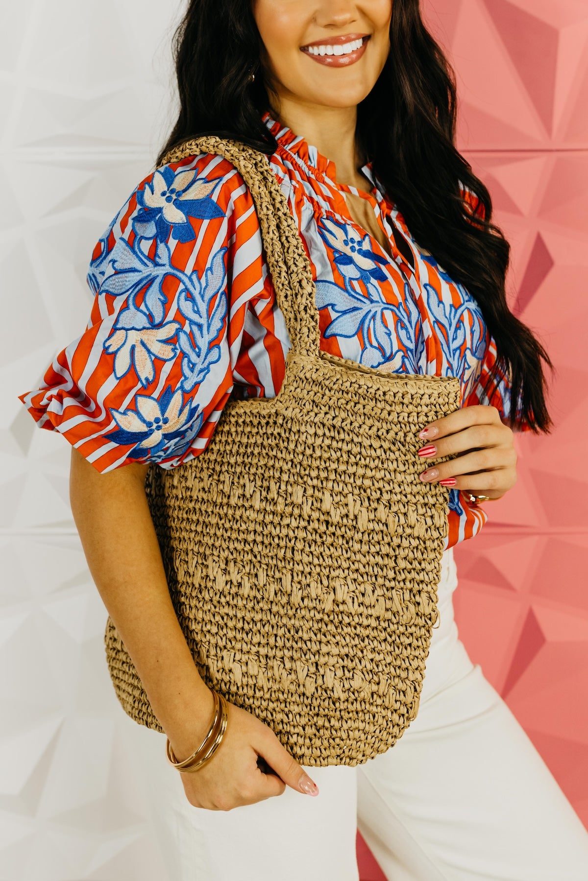 The Leslie Straw Braided Square Tote Bag