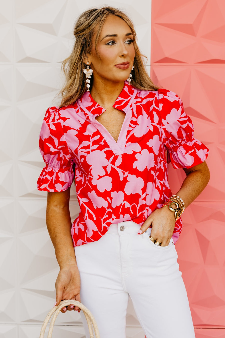 The Karina Floral V Neck Top