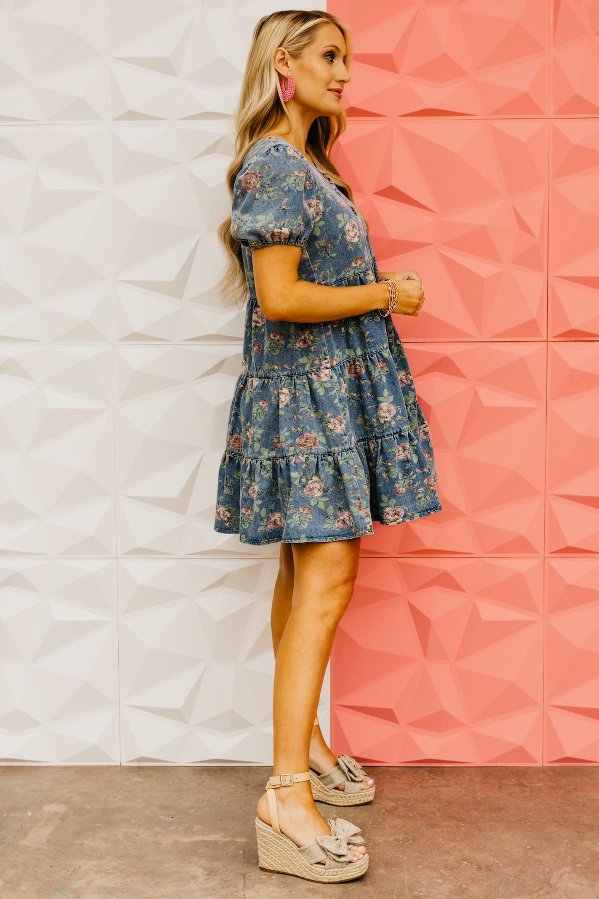 The Yaretzi Puff Sleeve Button Down Mini Denim Dress