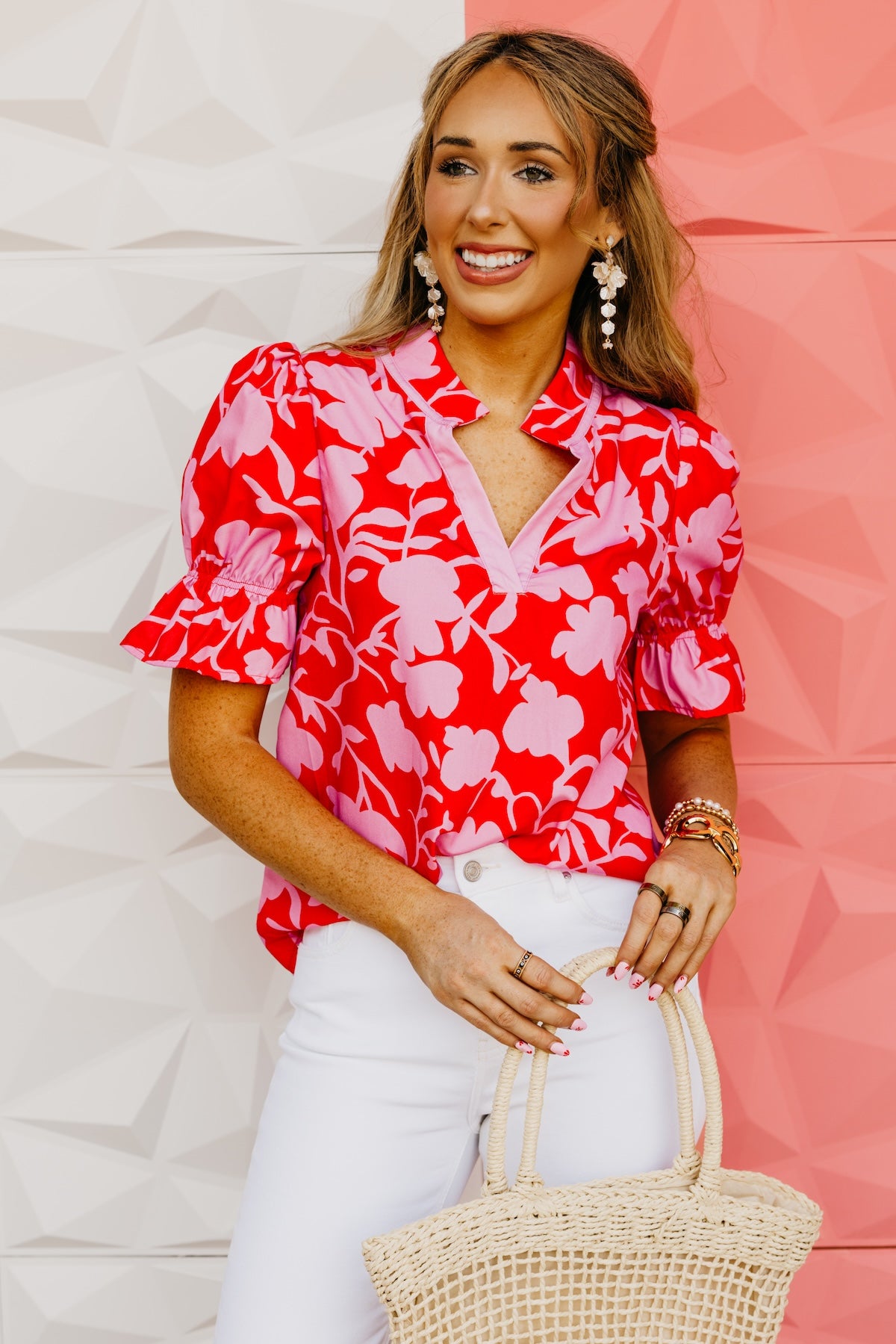 The Karina Floral V Neck Top