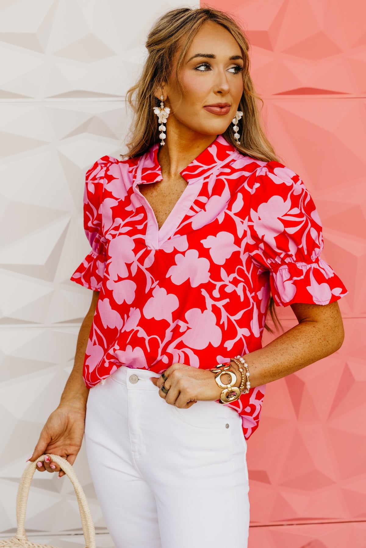 The Karina Floral V Neck Top