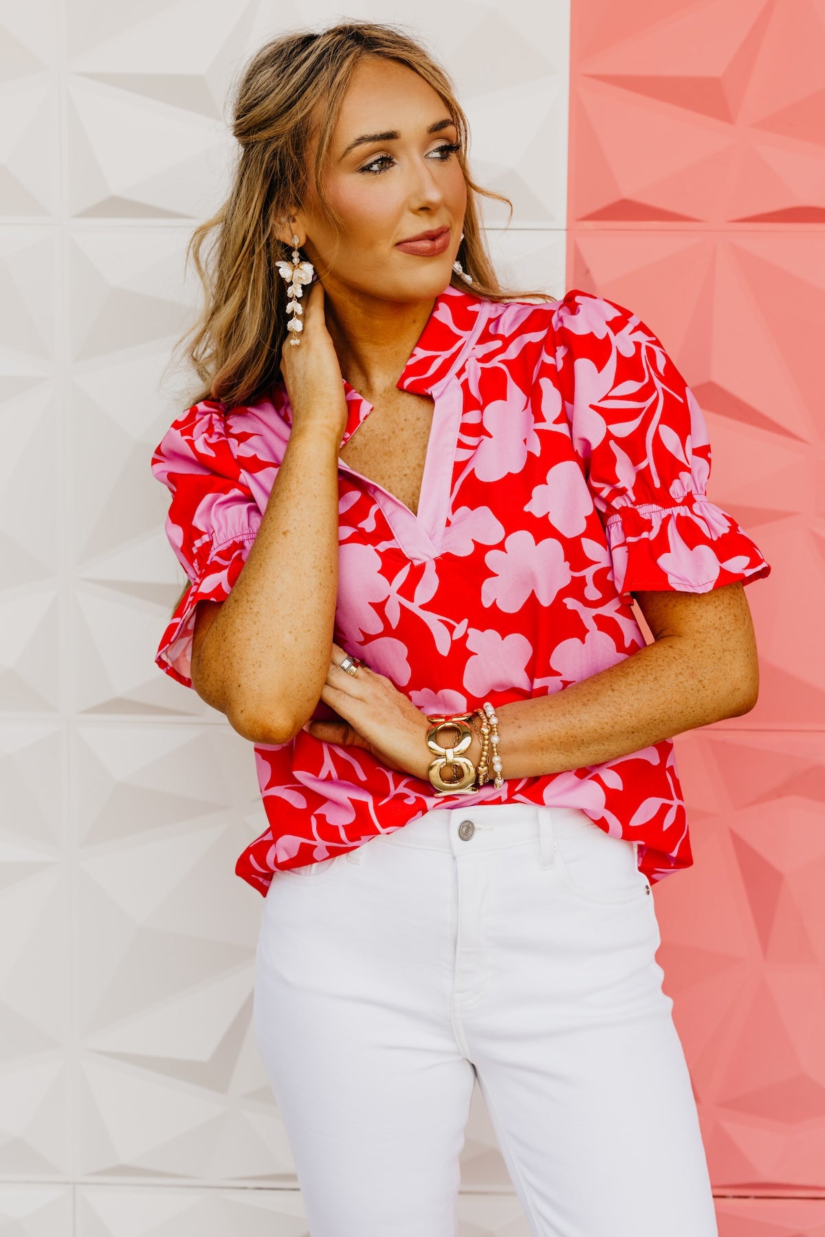The Karina Floral V Neck Top
