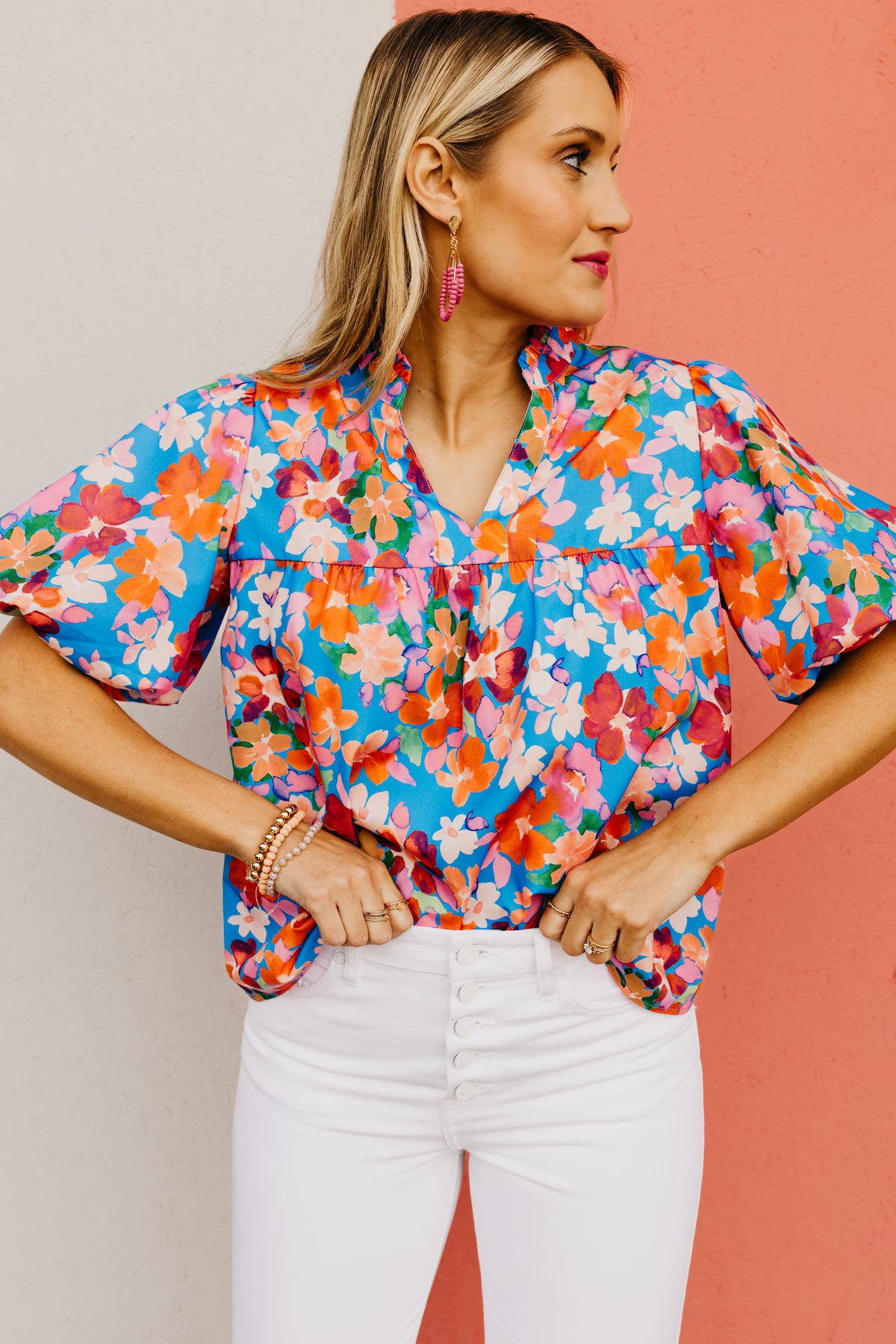 The Marley Puff Sleeve Floral Print Top