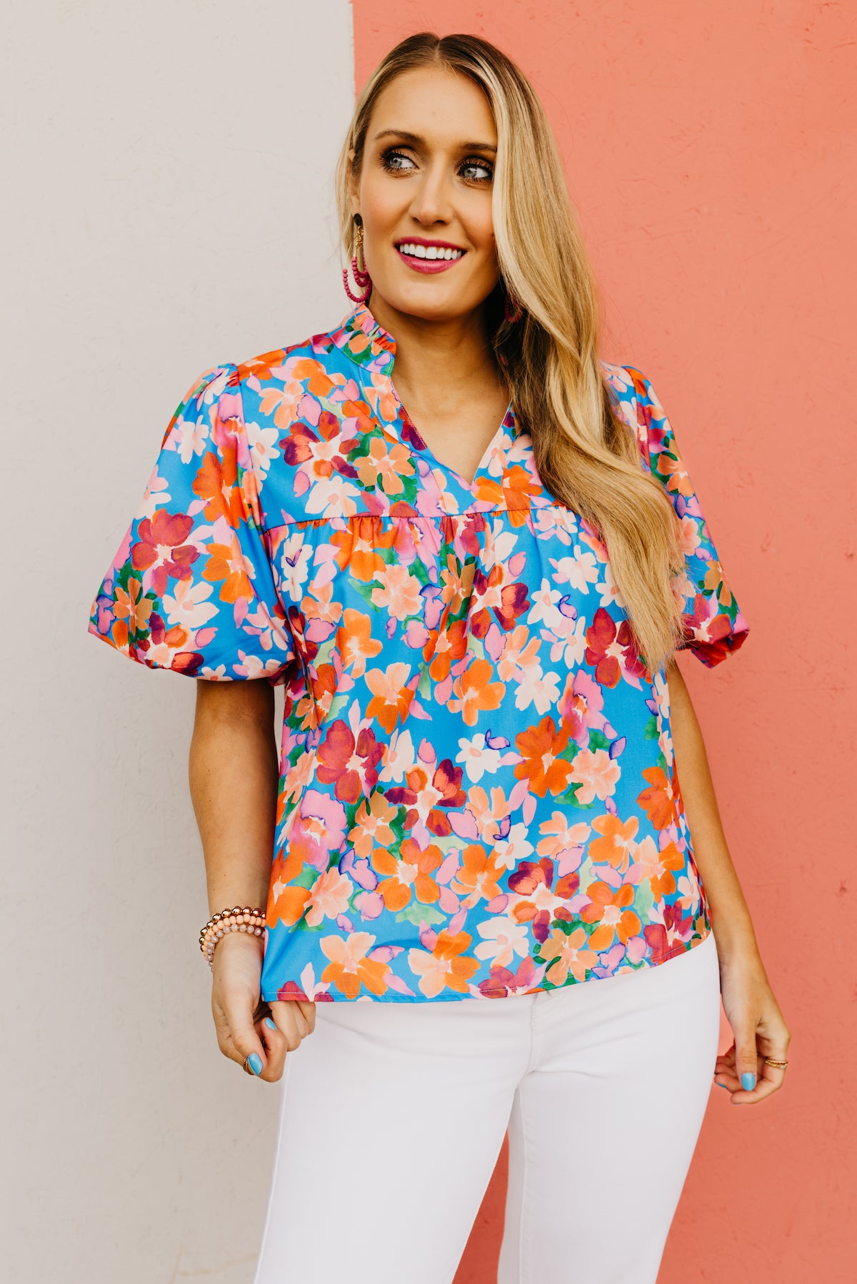 The Marley Puff Sleeve Floral Print Top