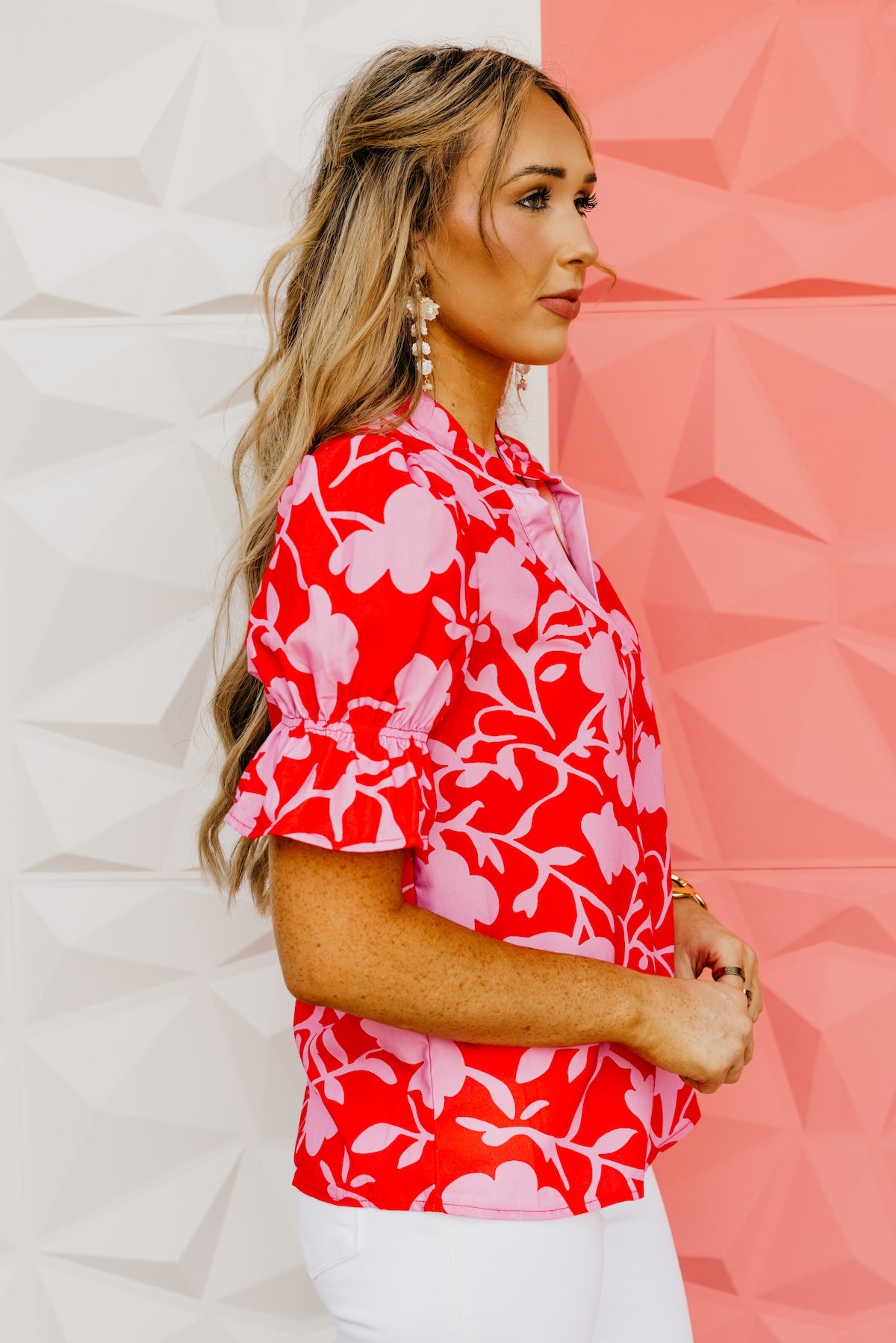 The Karina Floral V Neck Top