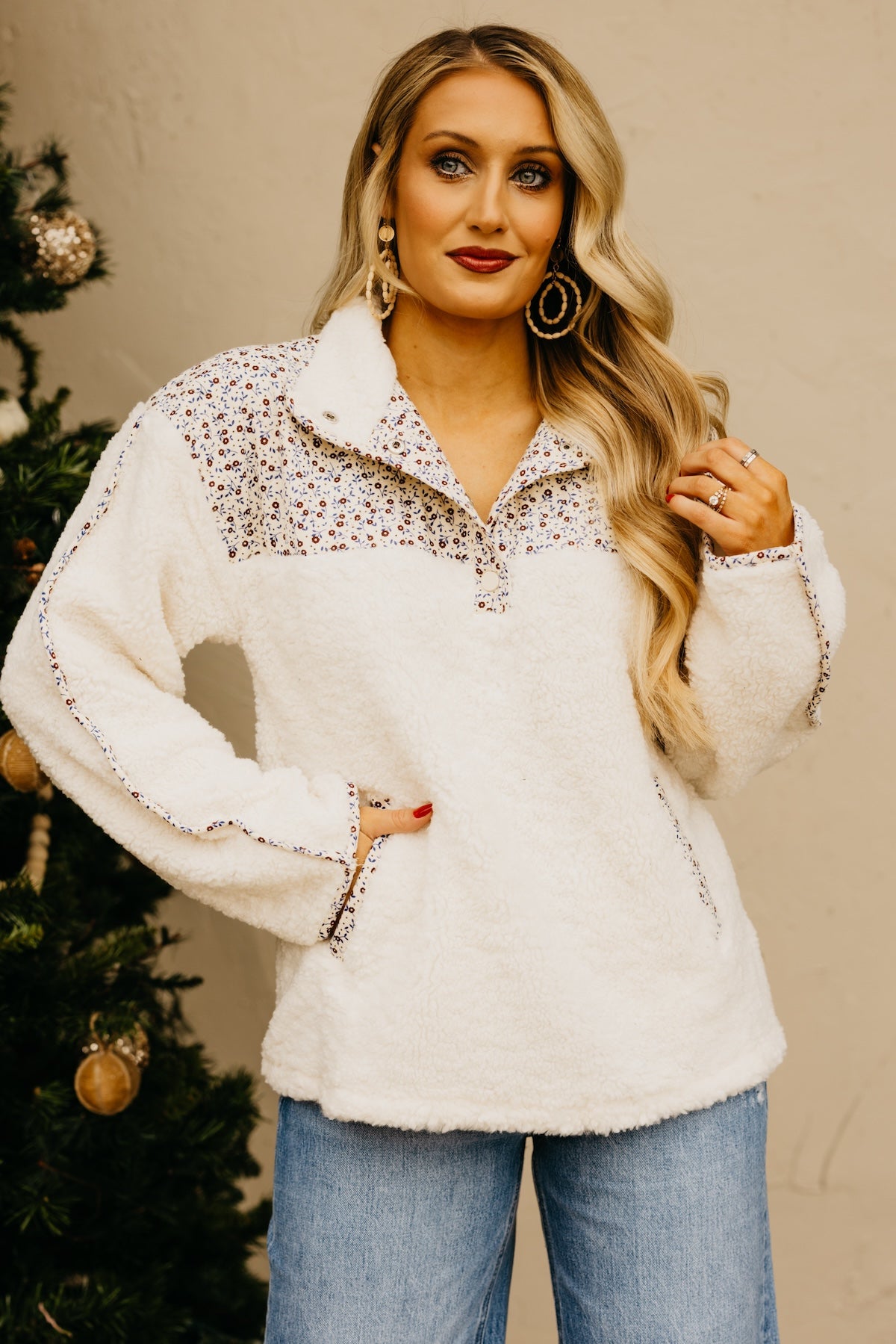The Cassie Floral Fleece Pullover