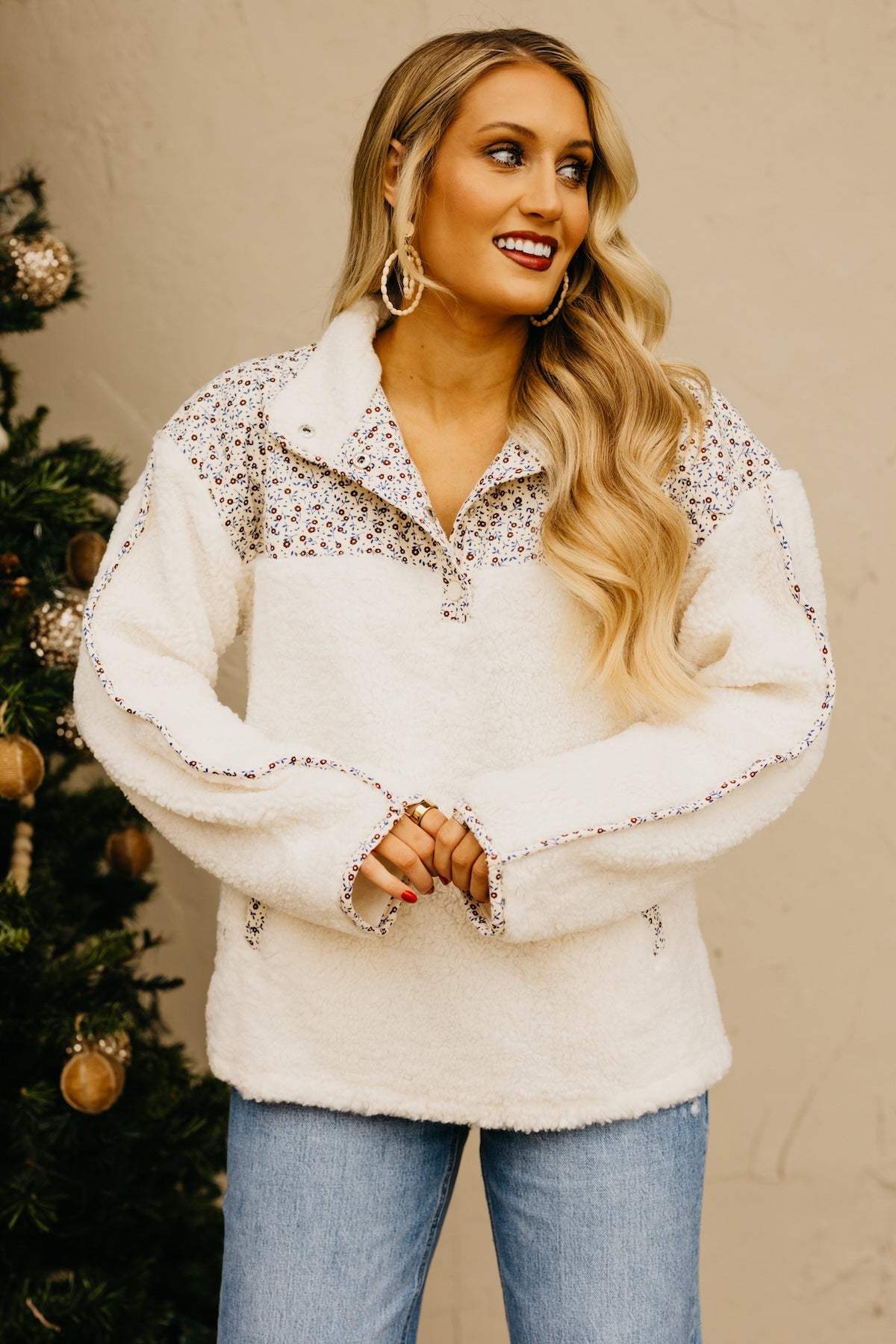The Cassie Floral Fleece Pullover