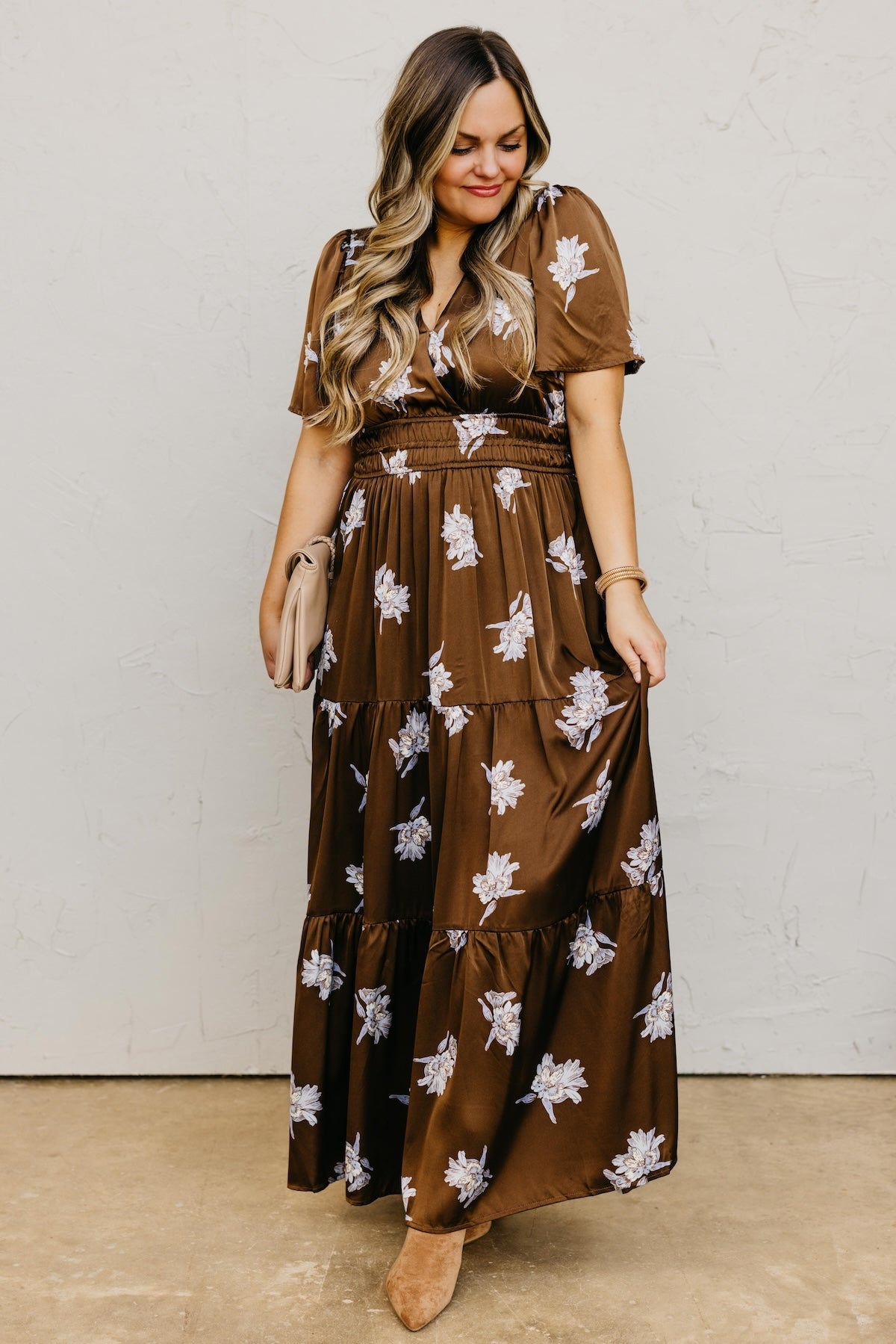 The Clementine Surplice Floral Maxi Dress