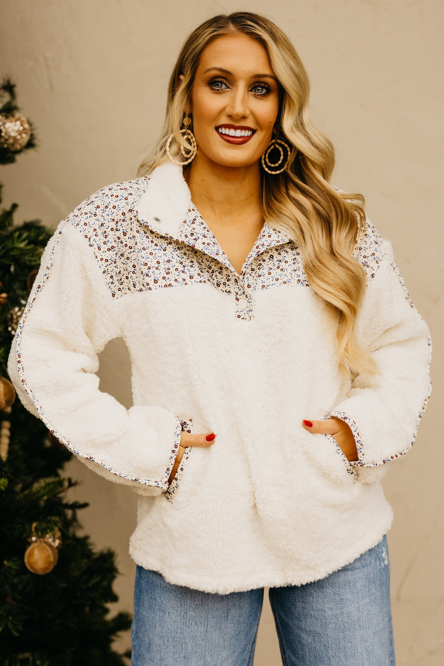 The Cassie Floral Fleece Pullover