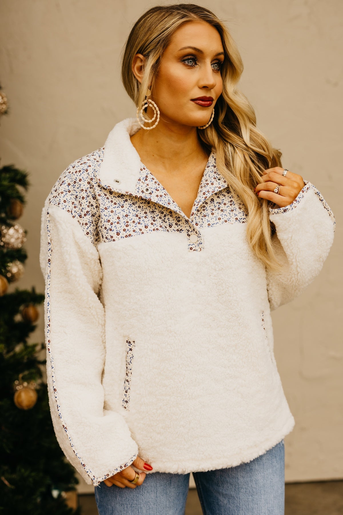 The Cassie Floral Fleece Pullover