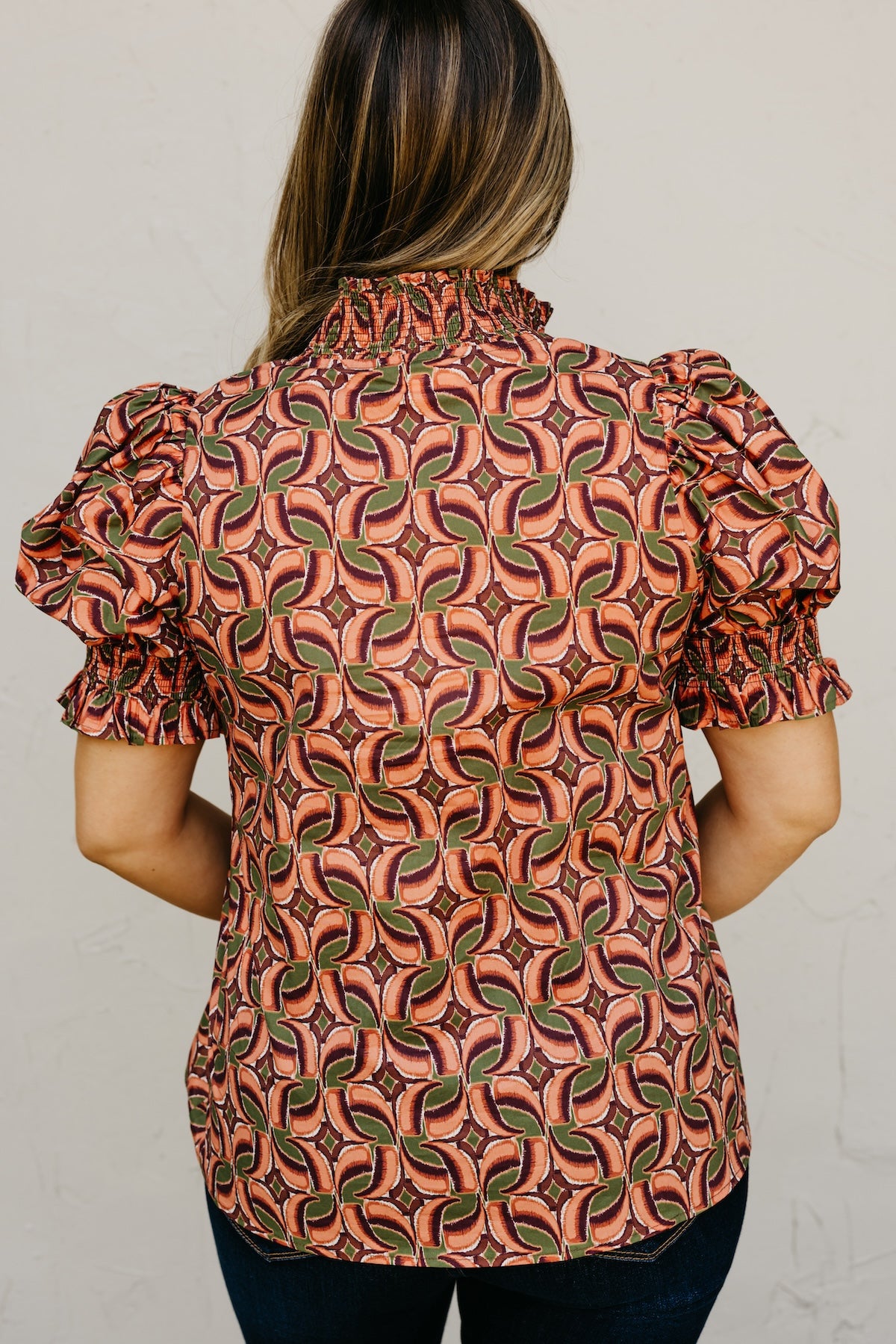 The Valley Abstract Contrast Woven Top