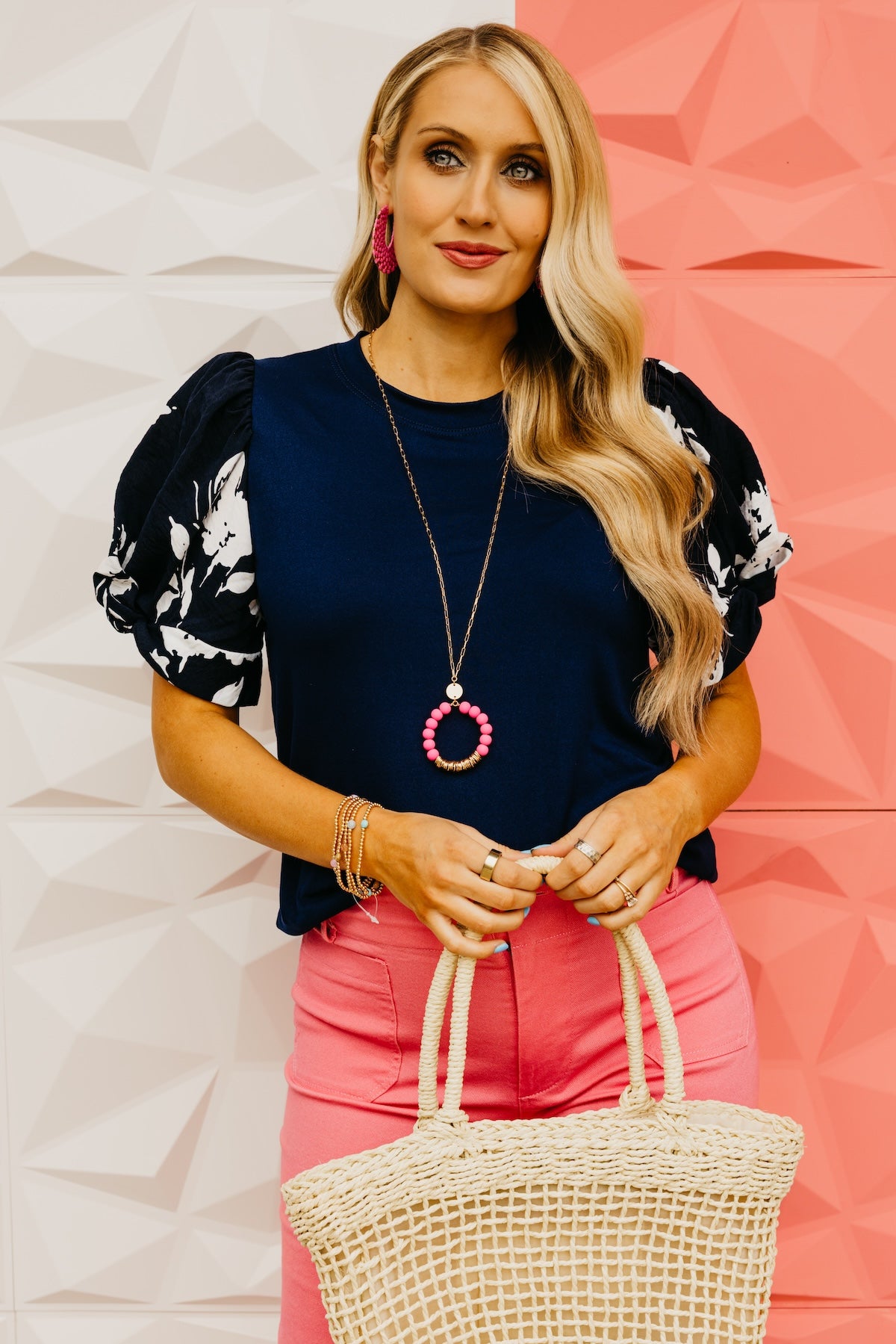 The Brennan Floral Puff Sleeve Knot Top