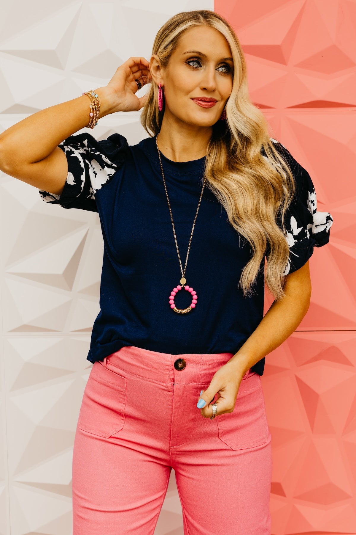 The Brennan Floral Puff Sleeve Knot Top