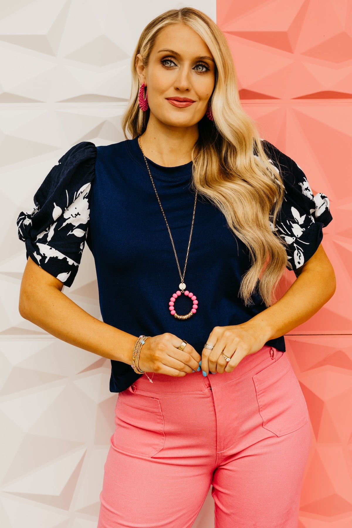 The Brennan Floral Puff Sleeve Knot Top