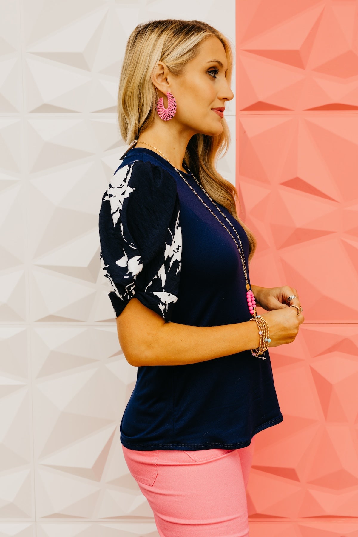 The Brennan Floral Puff Sleeve Knot Top
