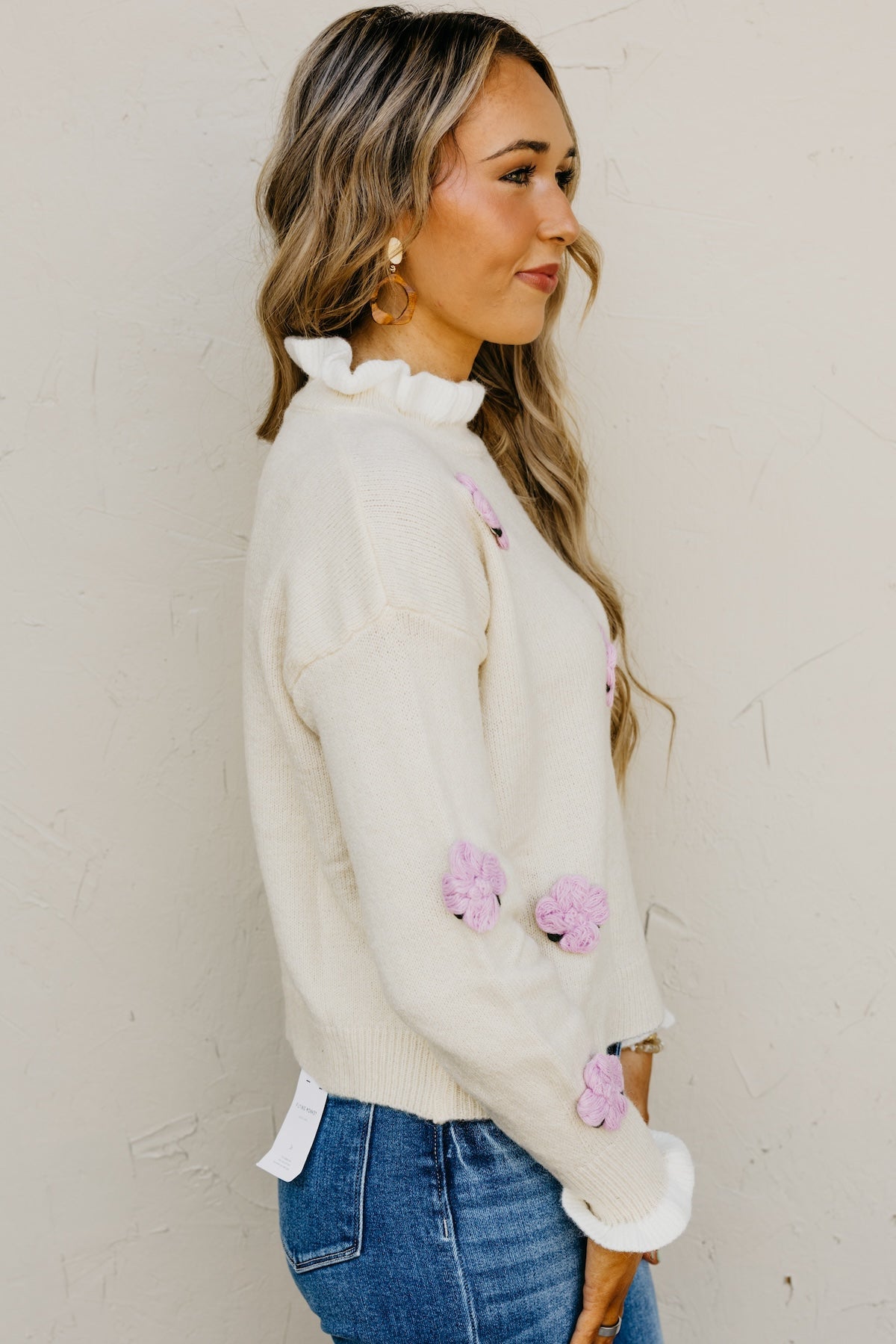 The Rogelio Floral Ruffle Trim Sweater