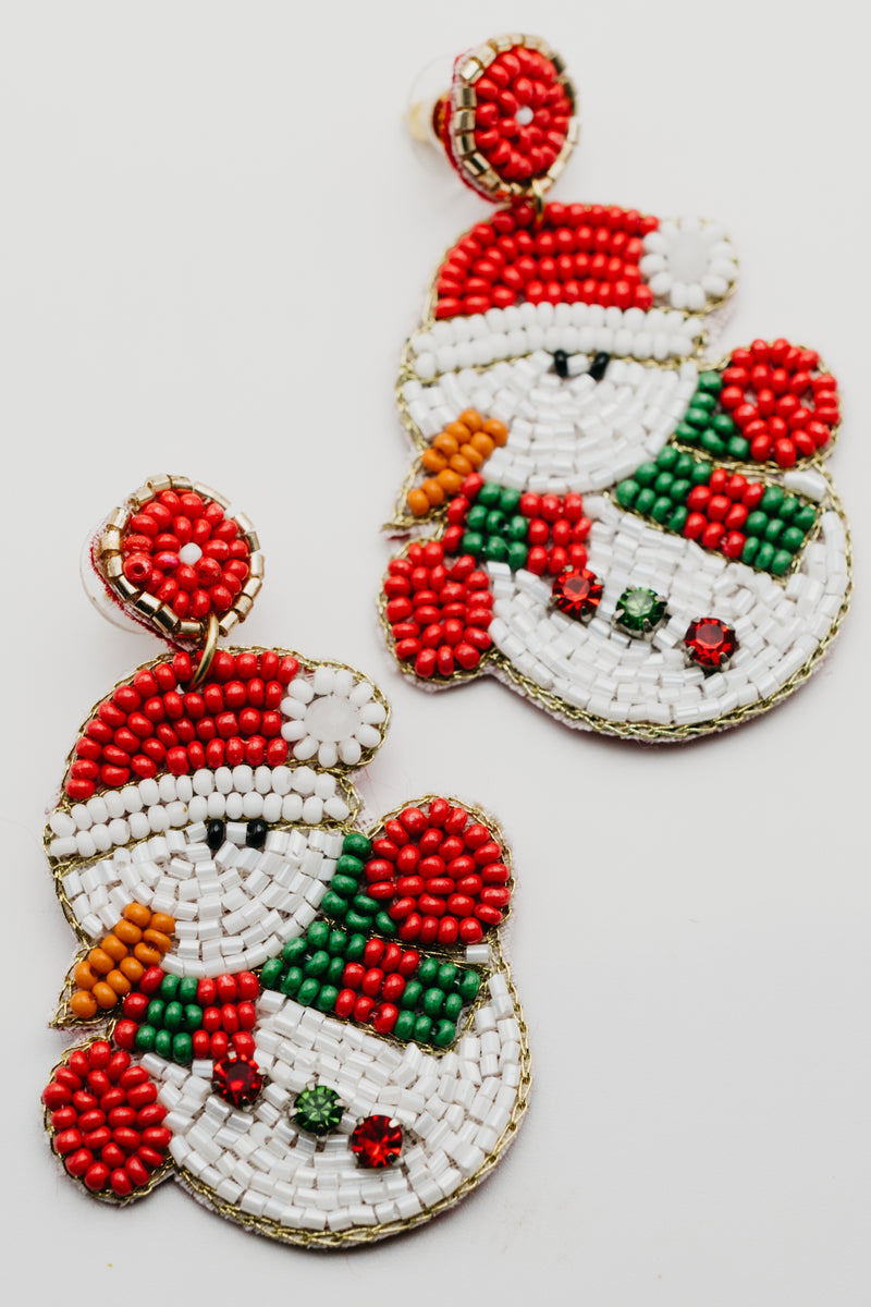 The Snowman Seed Bead Earring