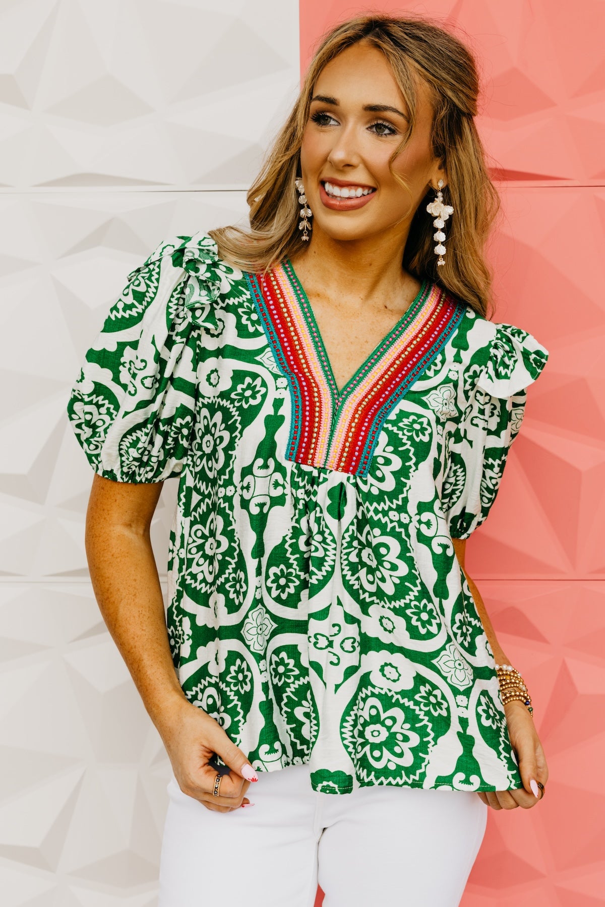 The Lorelai Embroidered Print Top