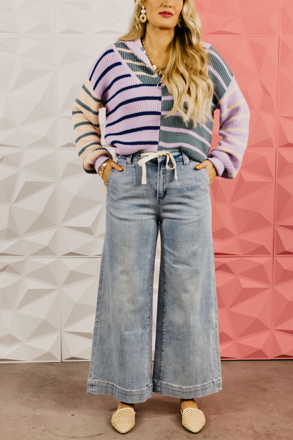 The Alisa Tie Front Wide Leg Denim