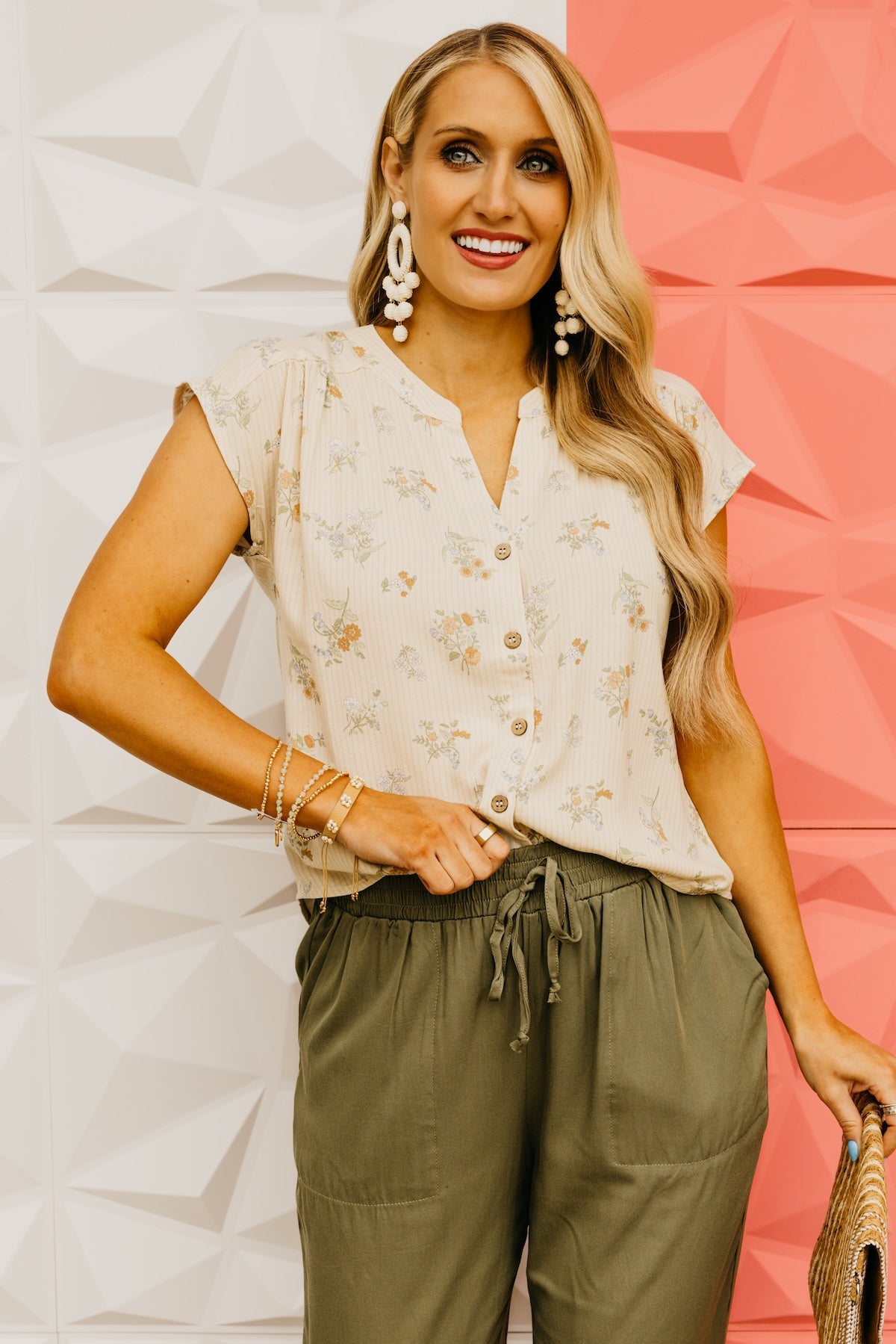 The Helen Stripe Floral Button Down Top