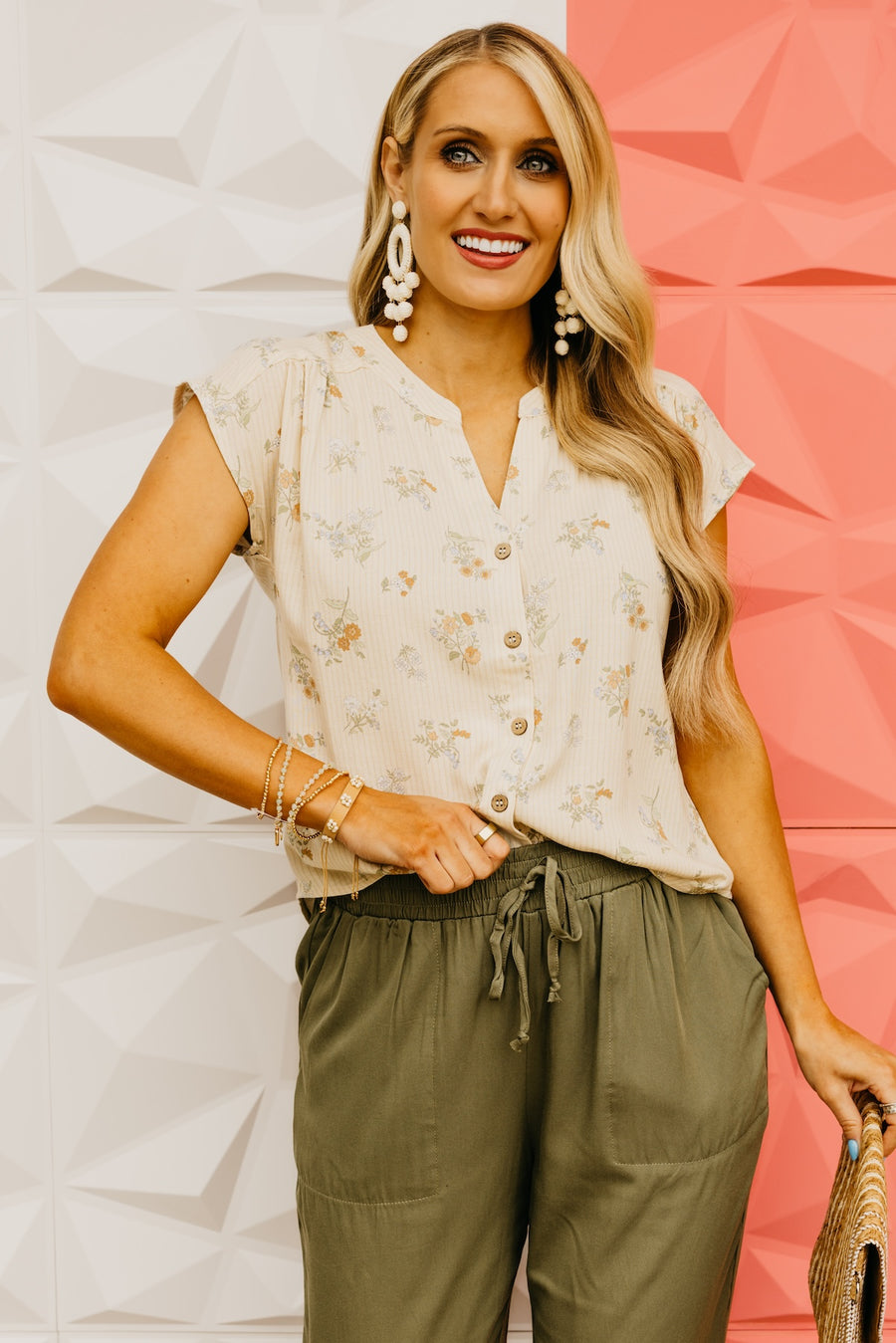 The Helen Stripe Floral Button Down Top