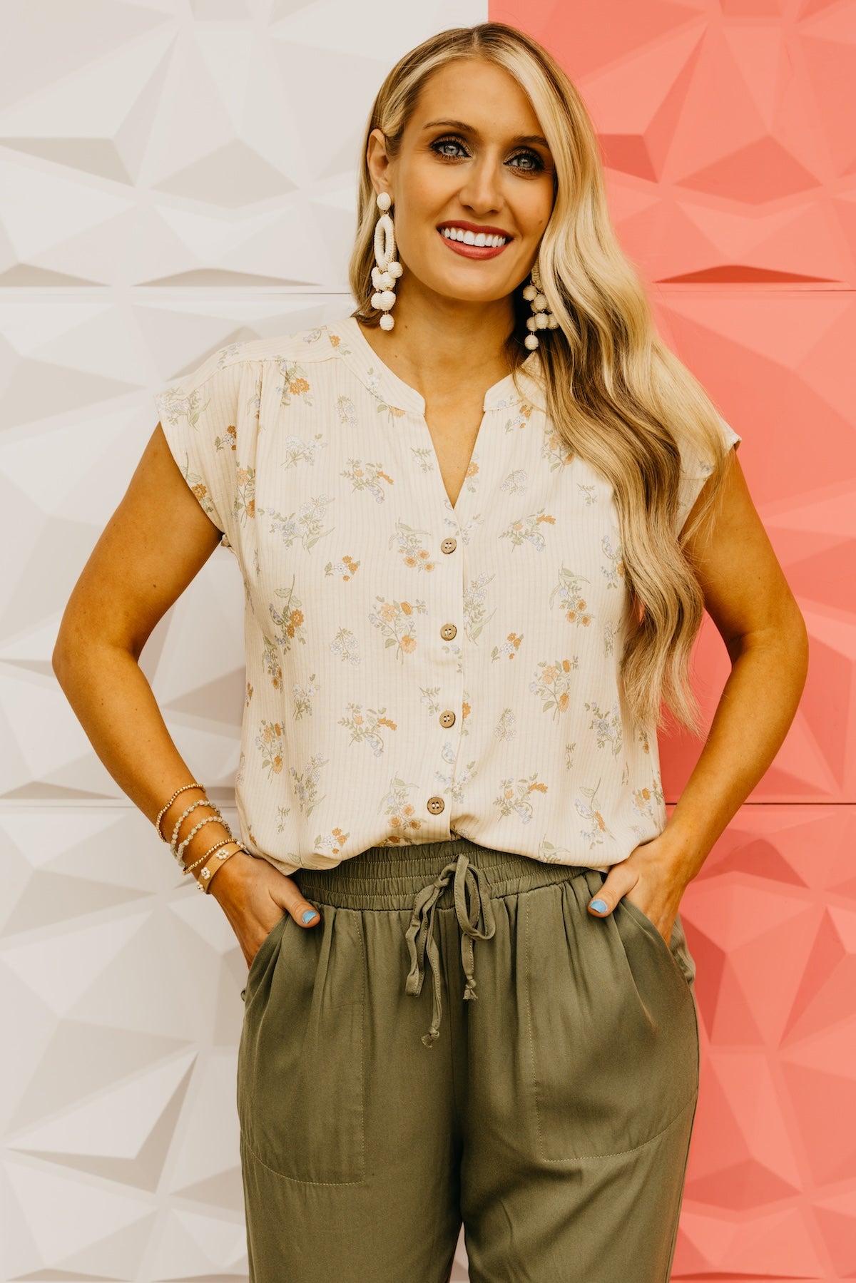 The Helen Stripe Floral Button Down Top