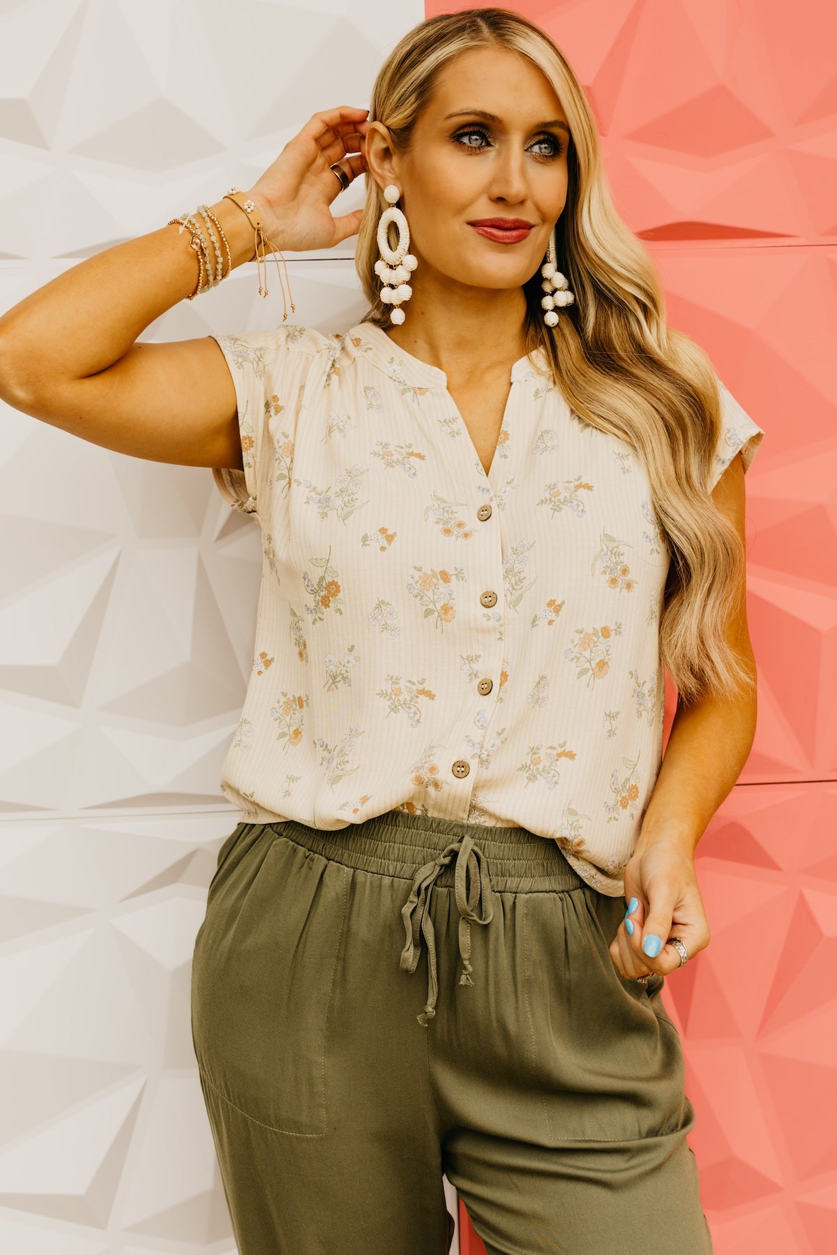 The Helen Stripe Floral Button Down Top