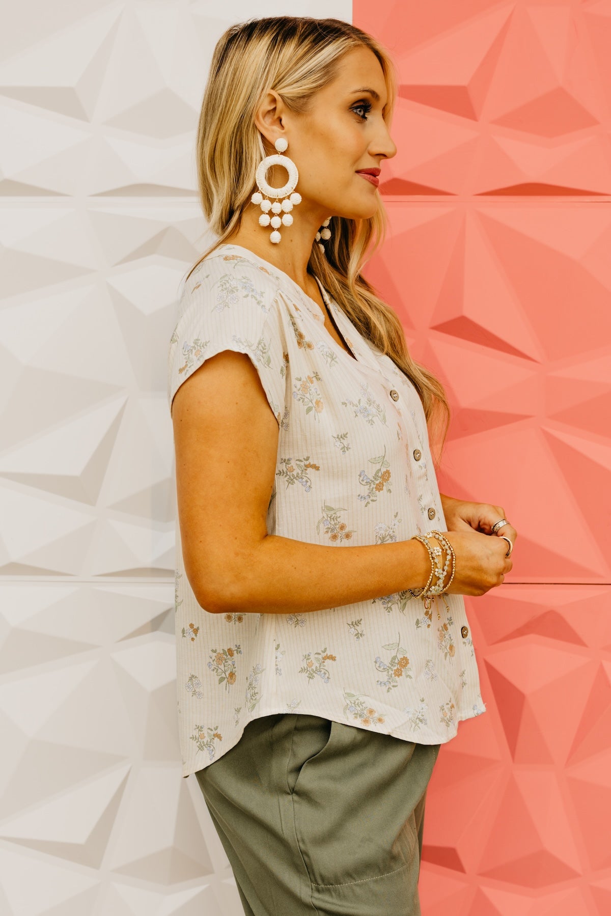 The Helen Stripe Floral Button Down Top