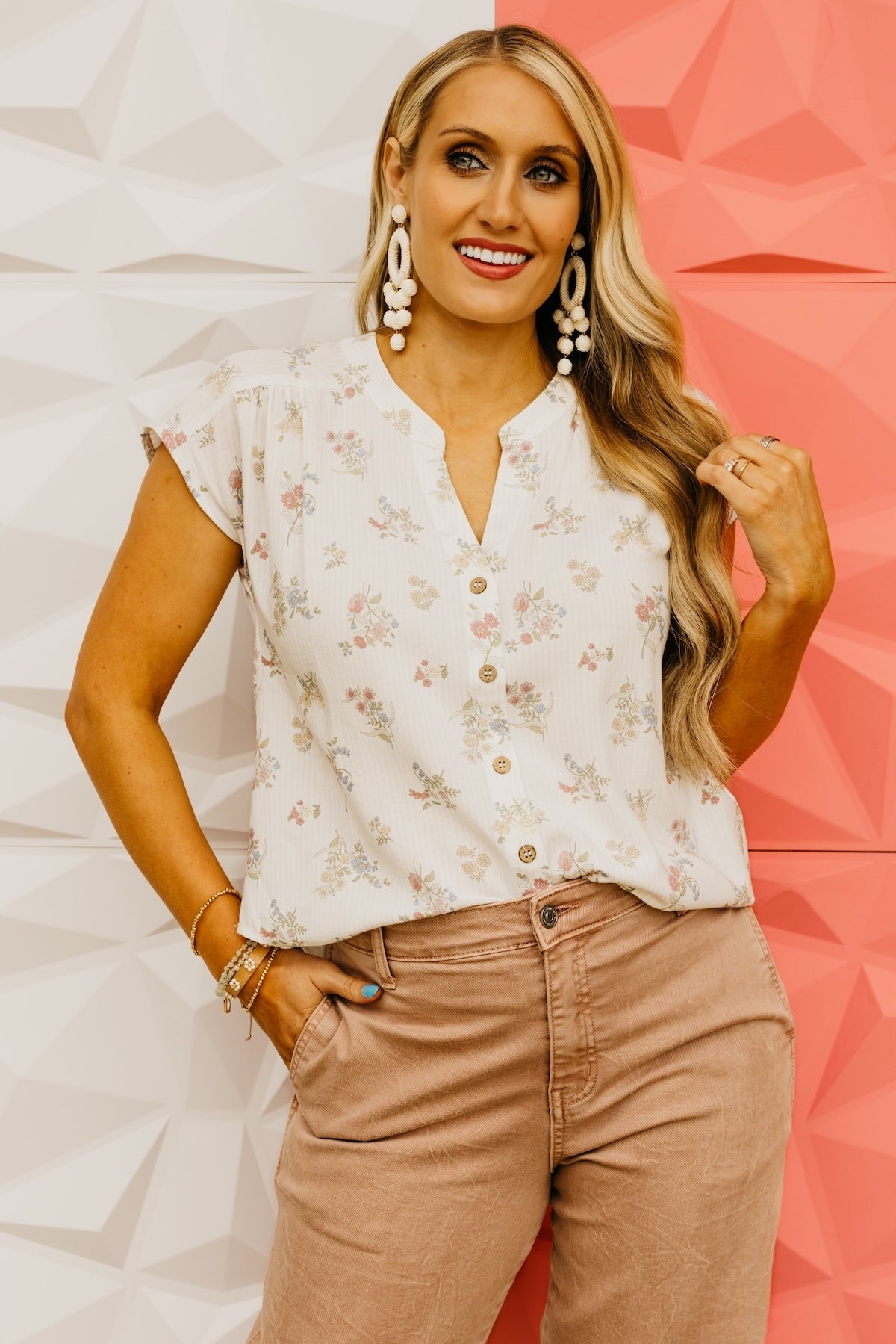 The Helen Stripe Floral Button Down Top
