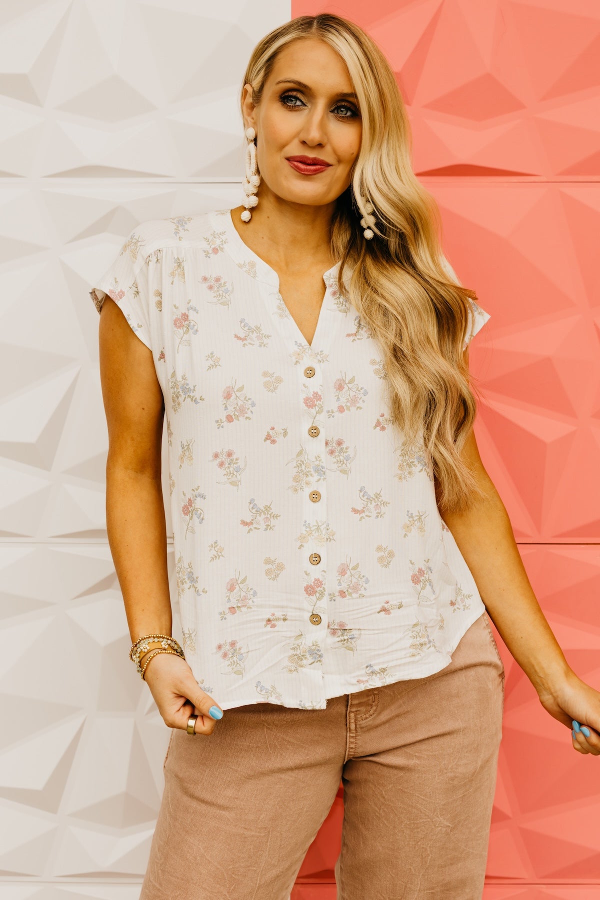 The Helen Stripe Floral Button Down Top