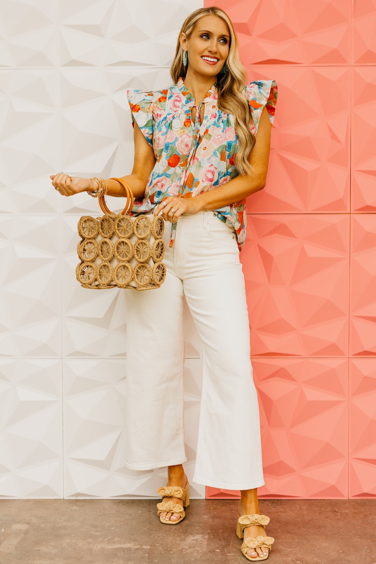 The Harvey Floral Flutter Sleeve Top