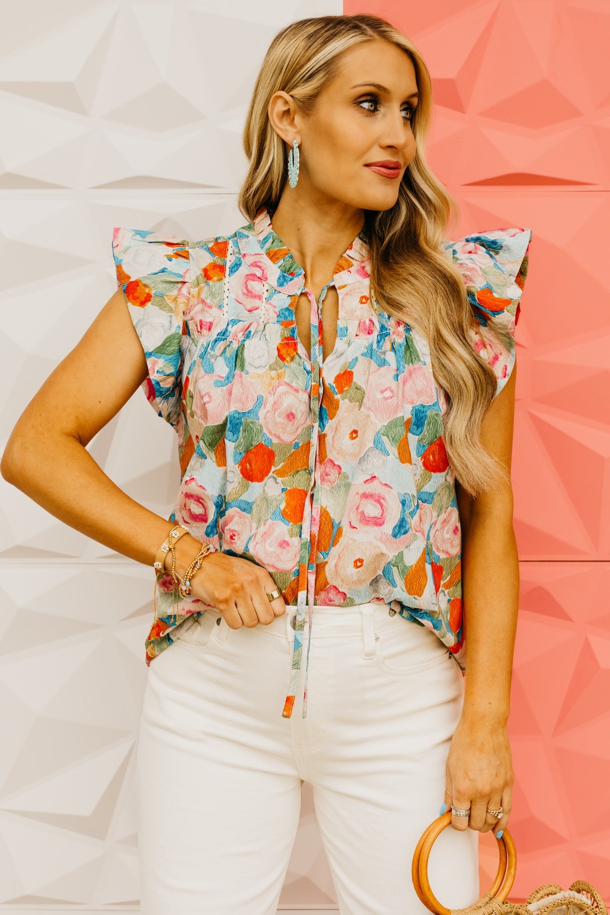 The Harvey Floral Flutter Sleeve Top