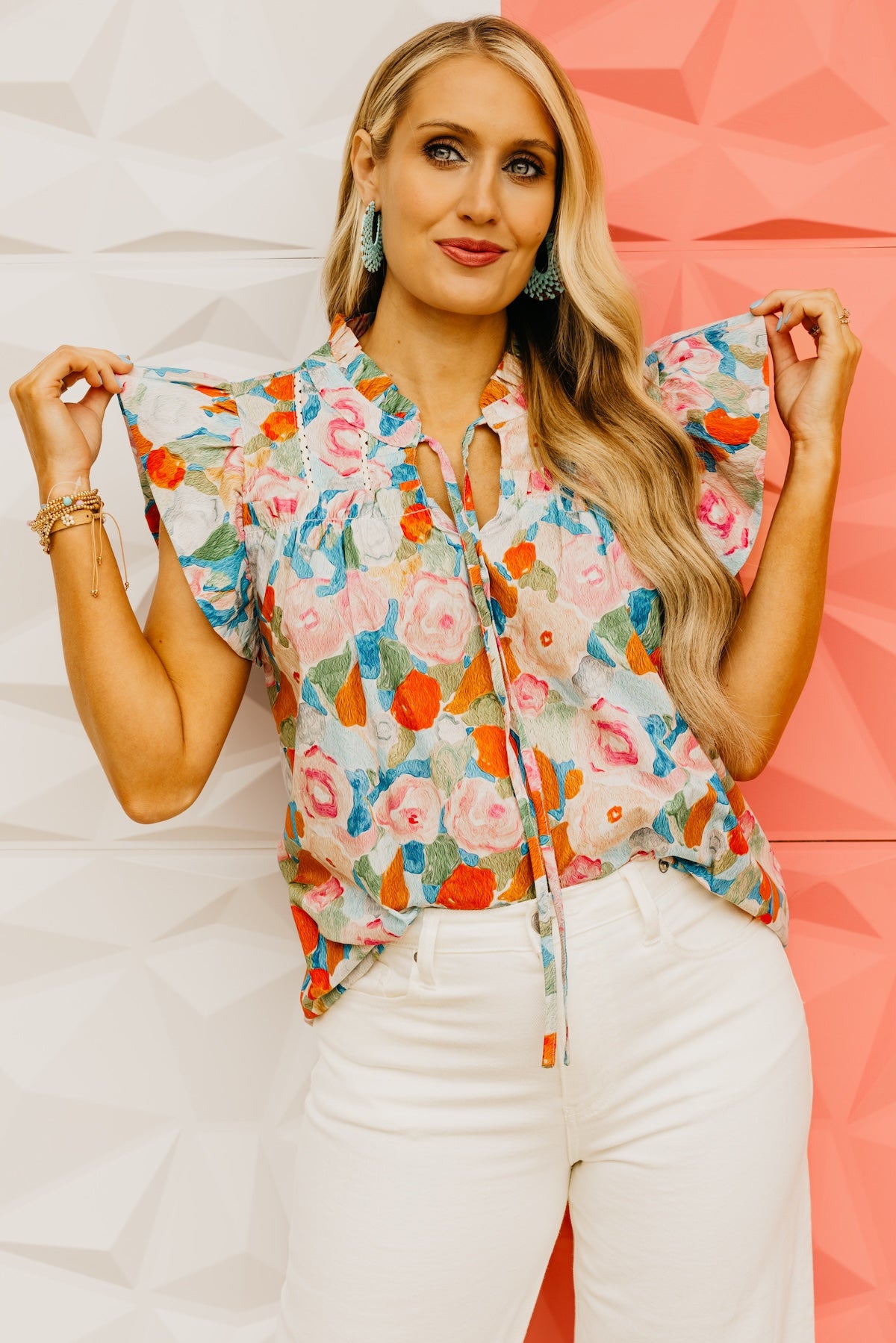 The Harvey Floral Flutter Sleeve Top