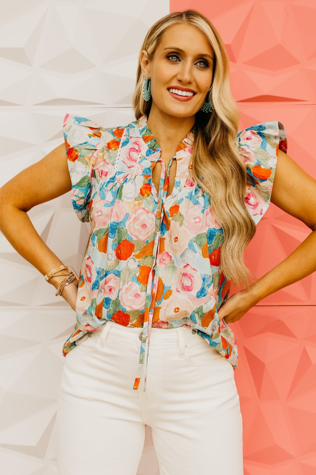 The Harvey Floral Flutter Sleeve Top