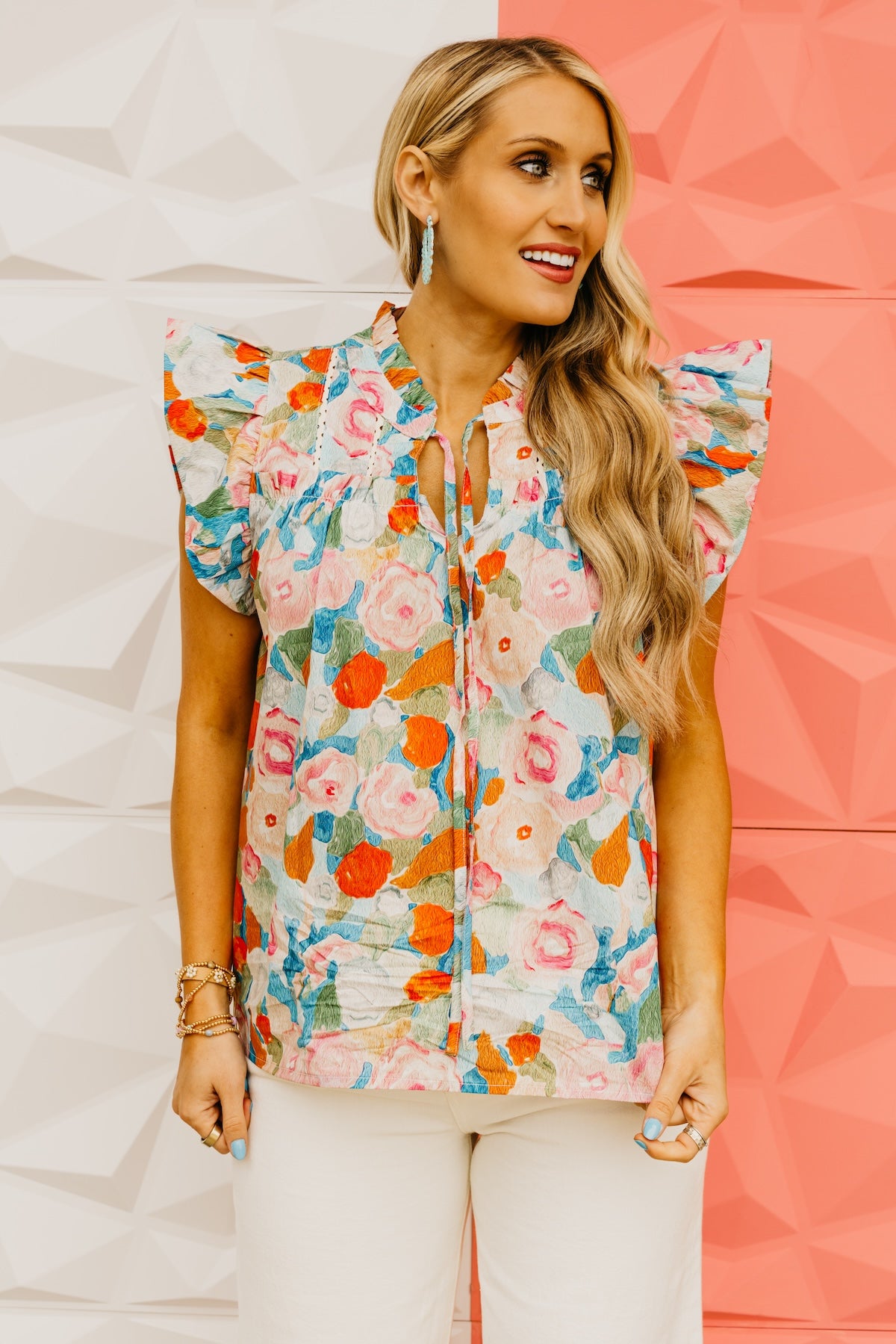 The Harvey Floral Flutter Sleeve Top
