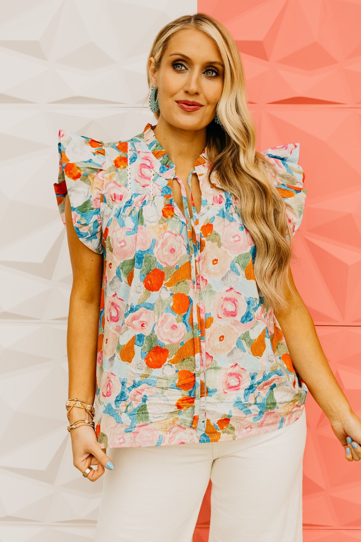 The Harvey Floral Flutter Sleeve Top
